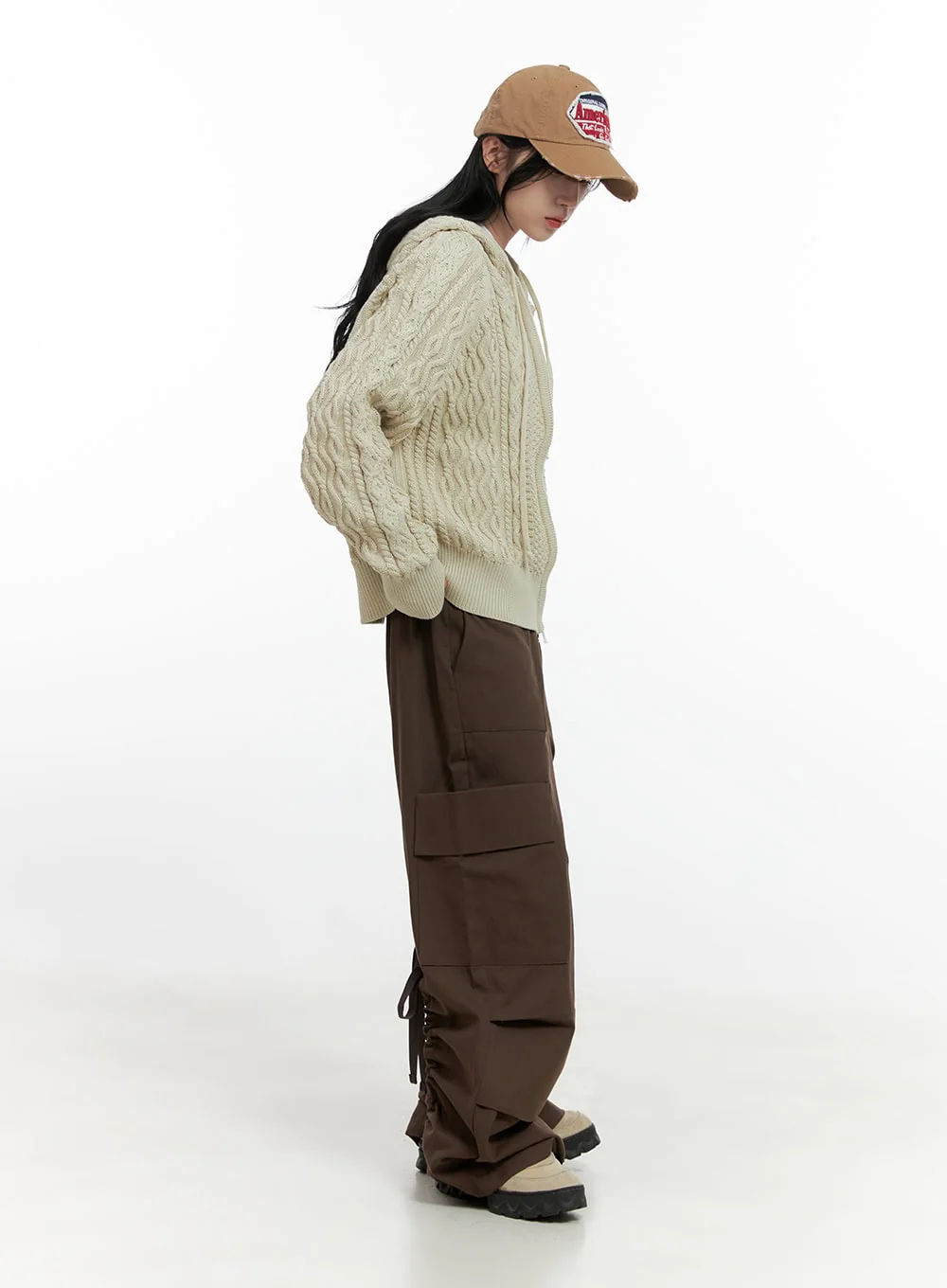 Cable Knit Zip-Up Hooded Sweater Cardigan CN411 - Image 4