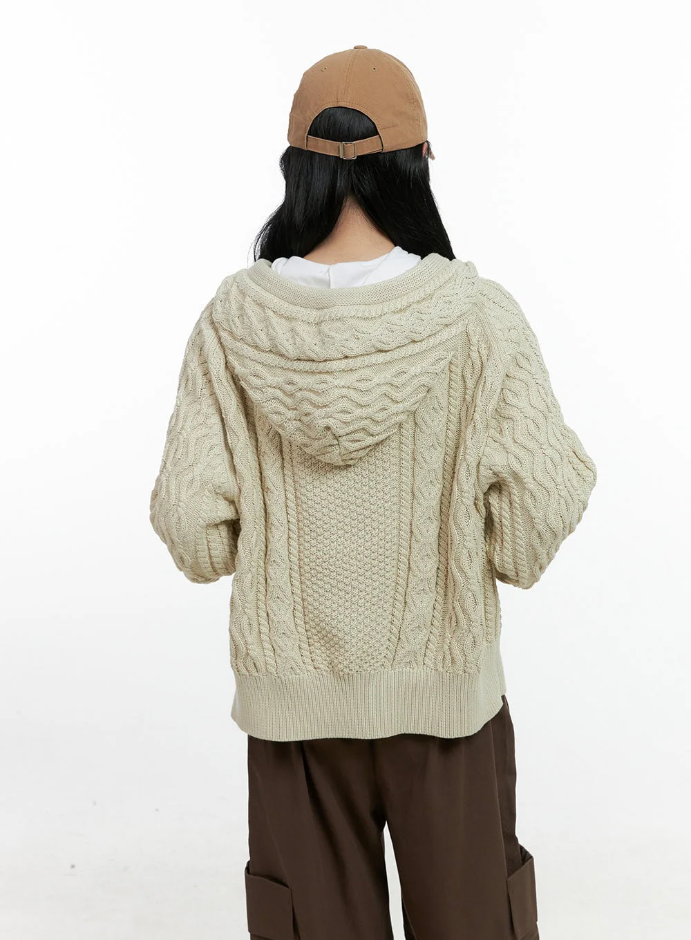 Cable Knit Zip-Up Hooded Sweater Cardigan CN411 - Image 5