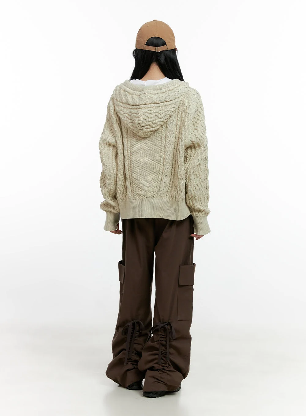 Cable Knit Zip-Up Hooded Sweater Cardigan CN411 - Image 6