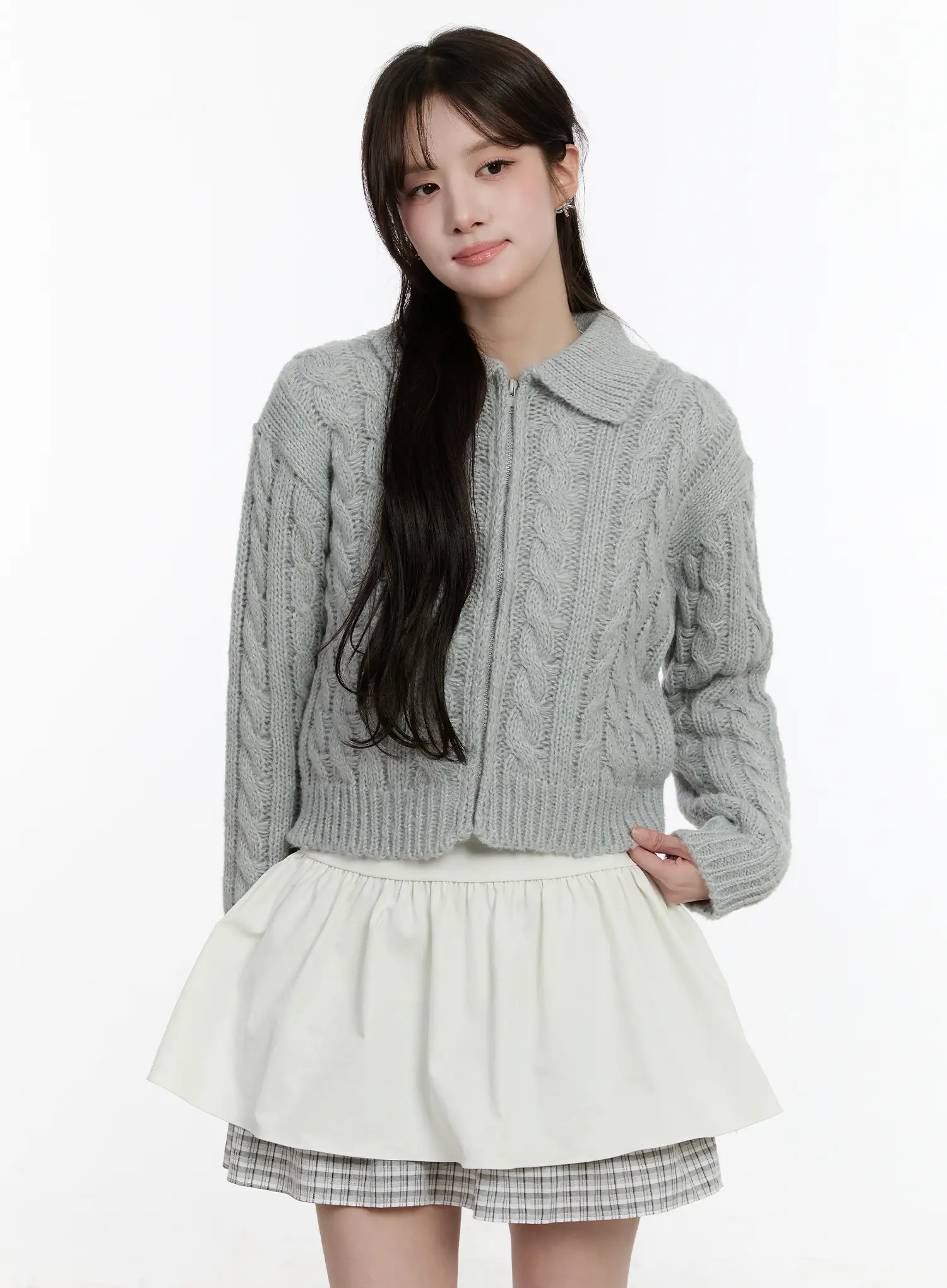 Cable Knit Zip-Up Jacket CM510