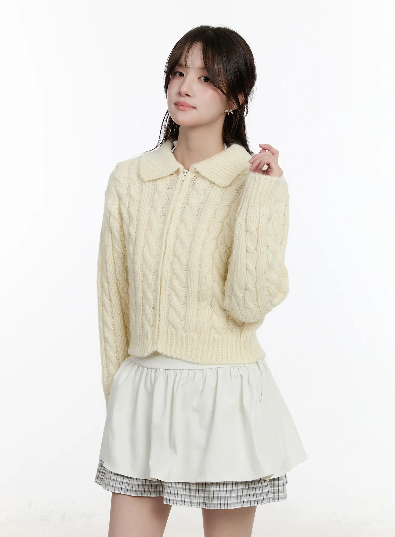 Cable Knit Zip-Up Jacket CM510 - Image 10