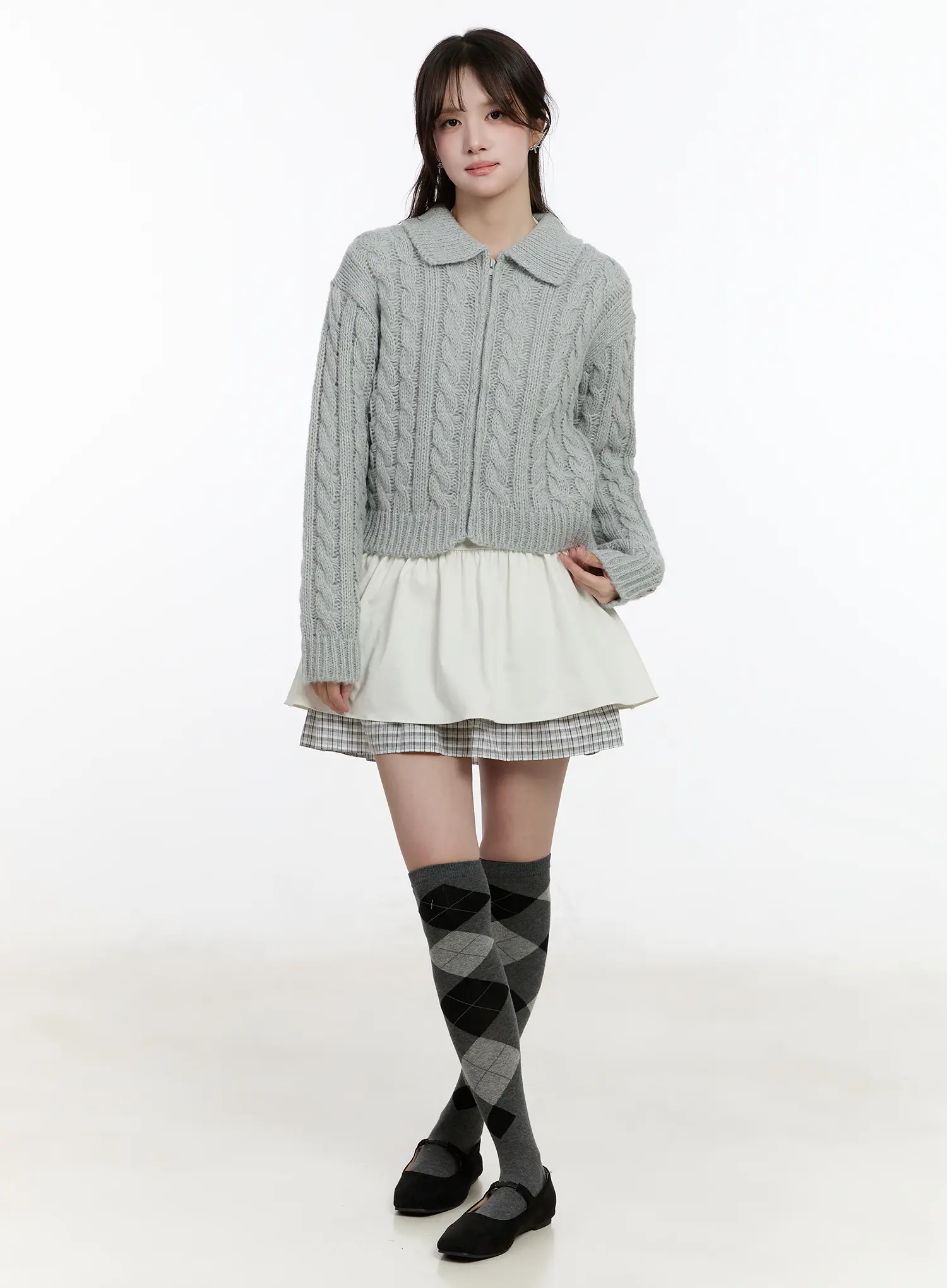 Cable Knit Zip-Up Jacket CM510 - Image 14
