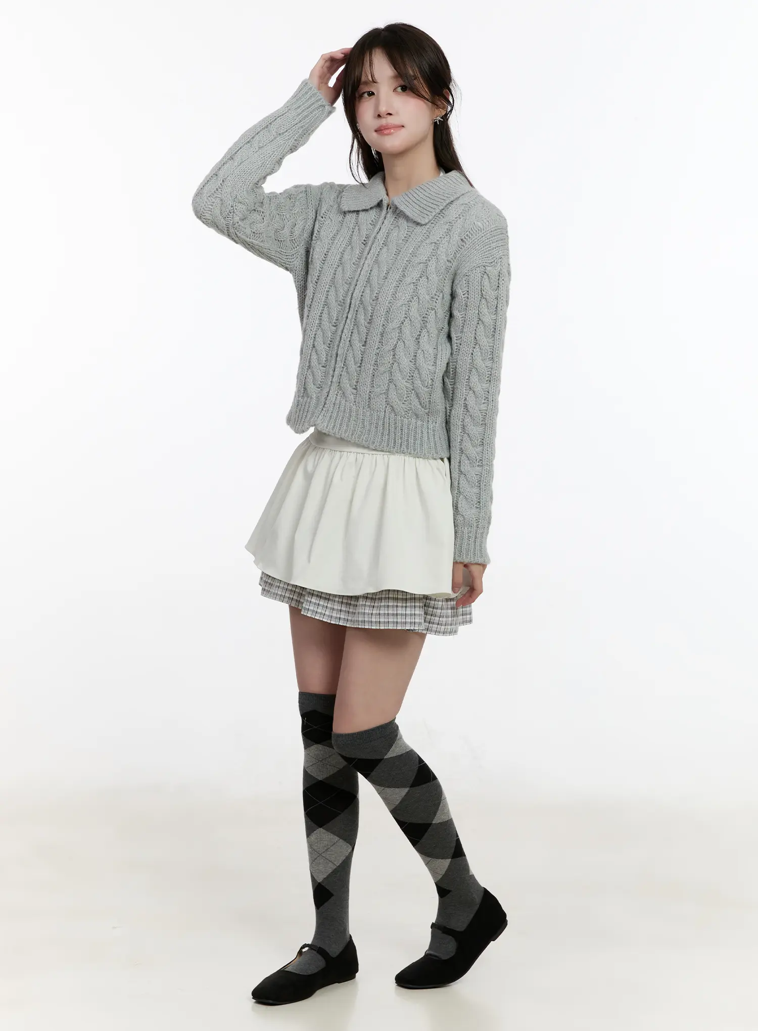 Cable Knit Zip-Up Jacket CM510 - Image 17