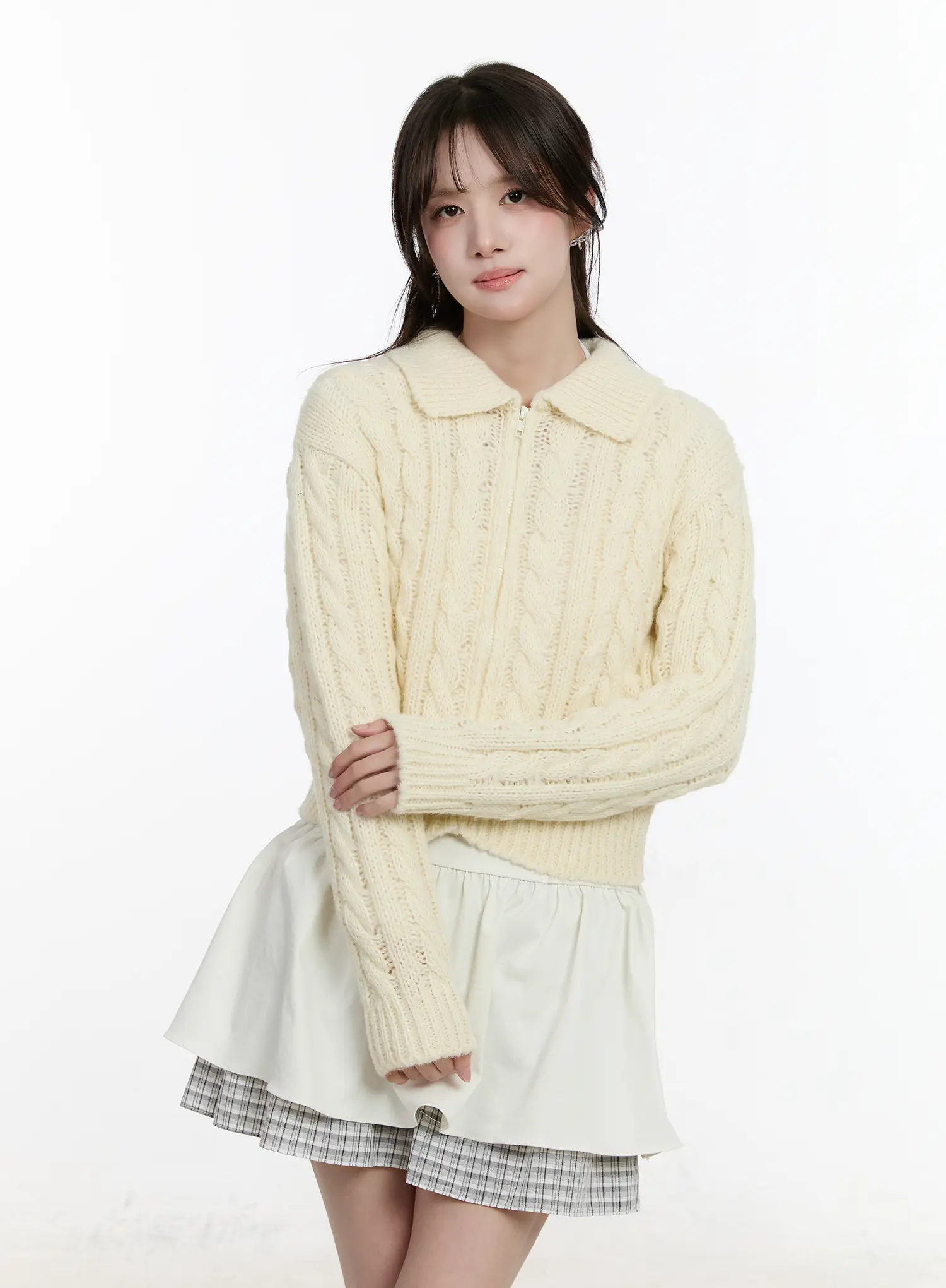 Cable Knit Zip-Up Jacket CM510 - Image 2