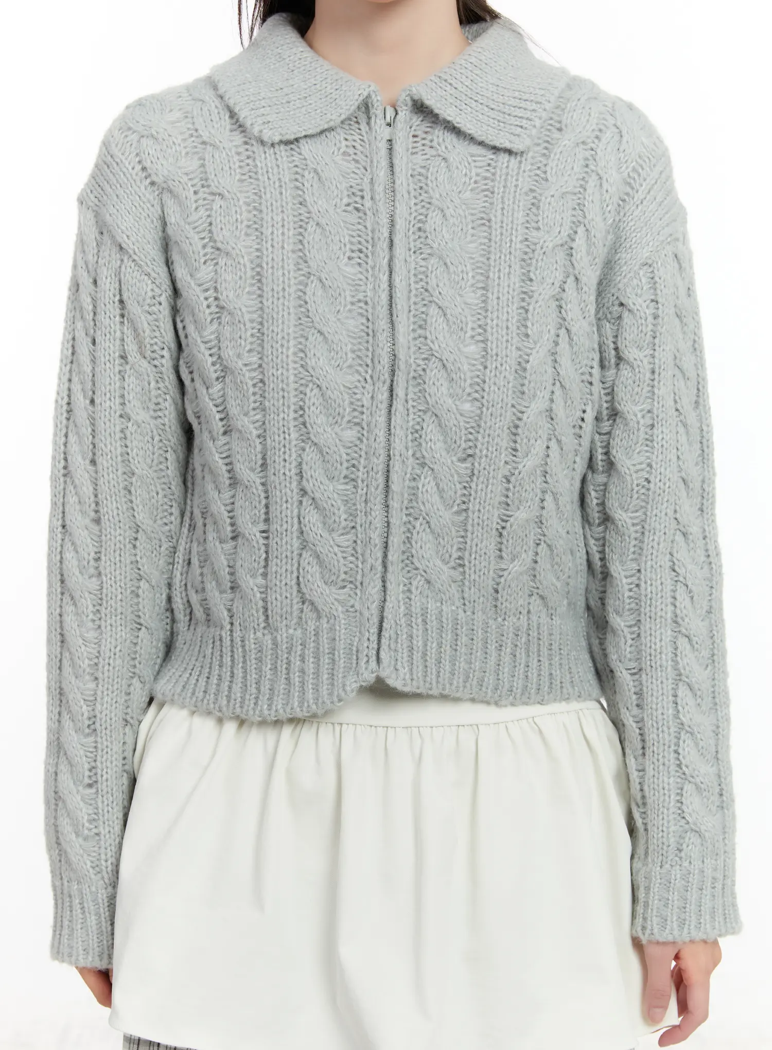 Cable Knit Zip-Up Jacket CM510 - Image 3