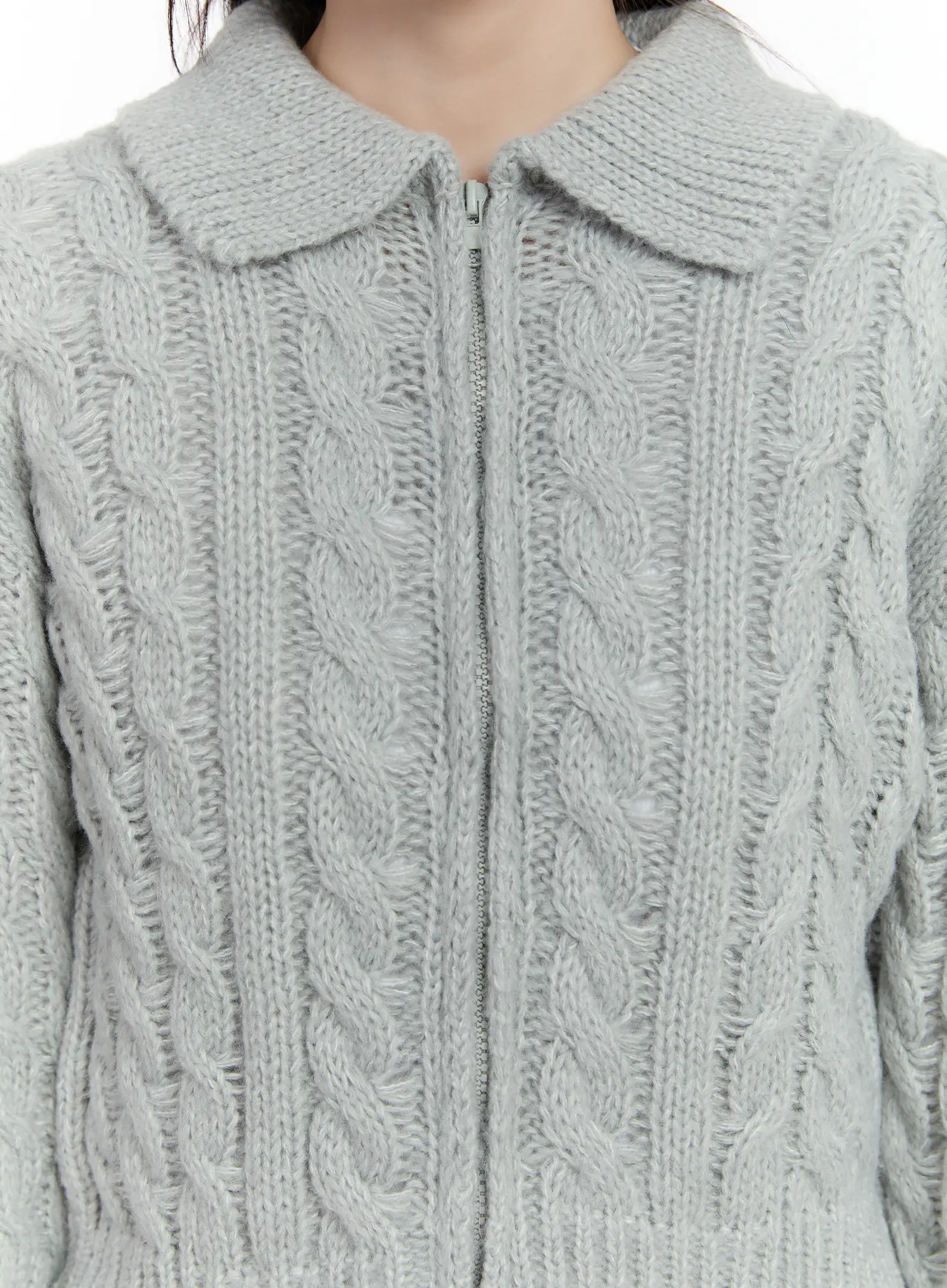 Cable Knit Zip-Up Jacket CM510 - Image 5