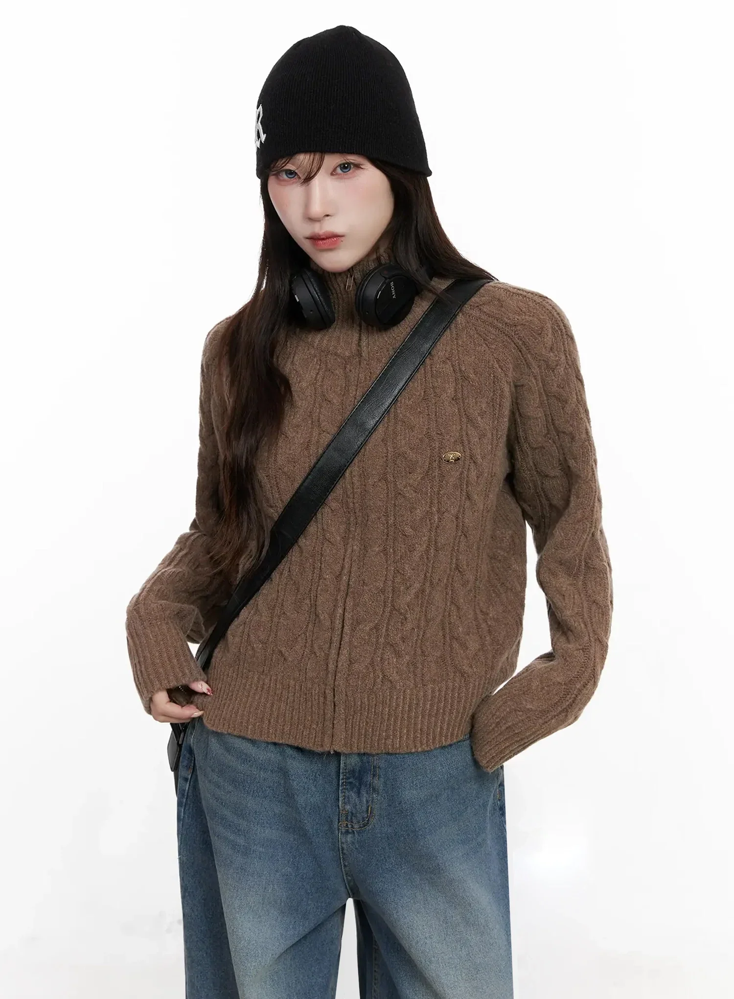 Cable Knit Zip-Up Jacket IN525