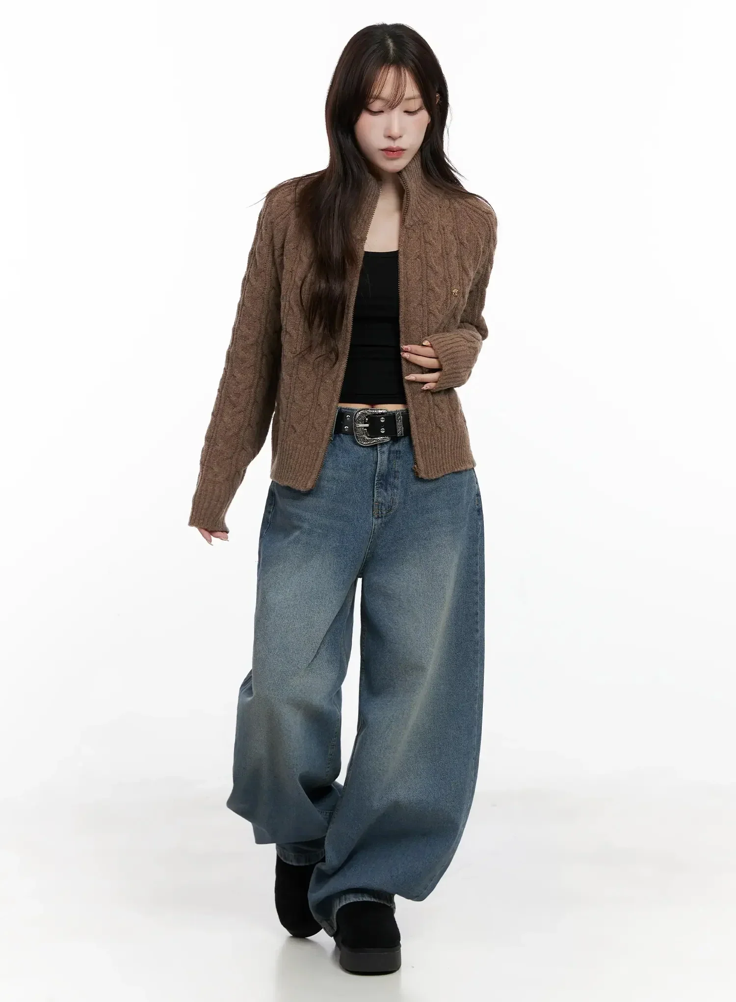 Cable Knit Zip-Up Jacket IN525 - Image 10