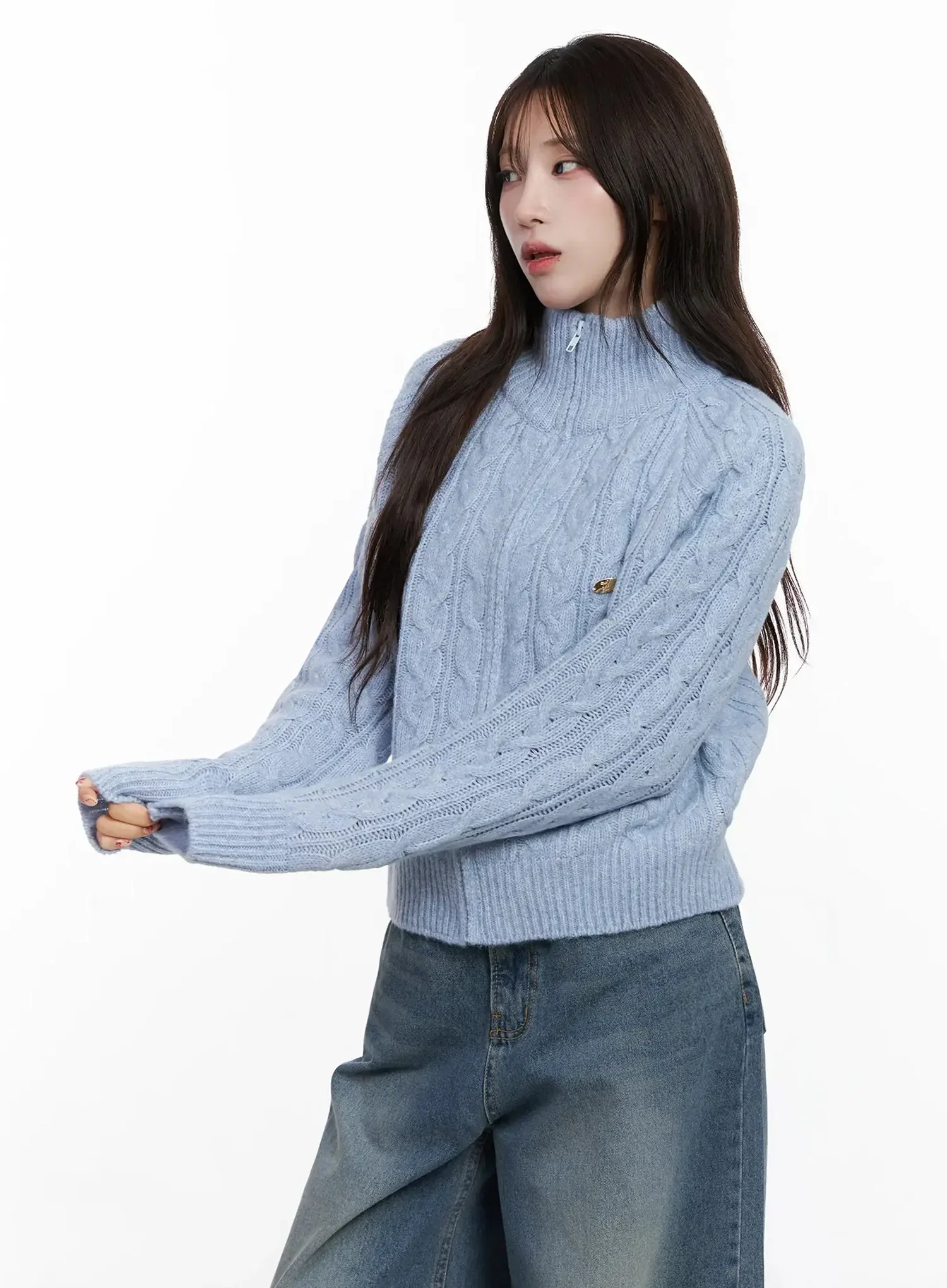 Cable Knit Zip-Up Jacket IN525 - Image 15
