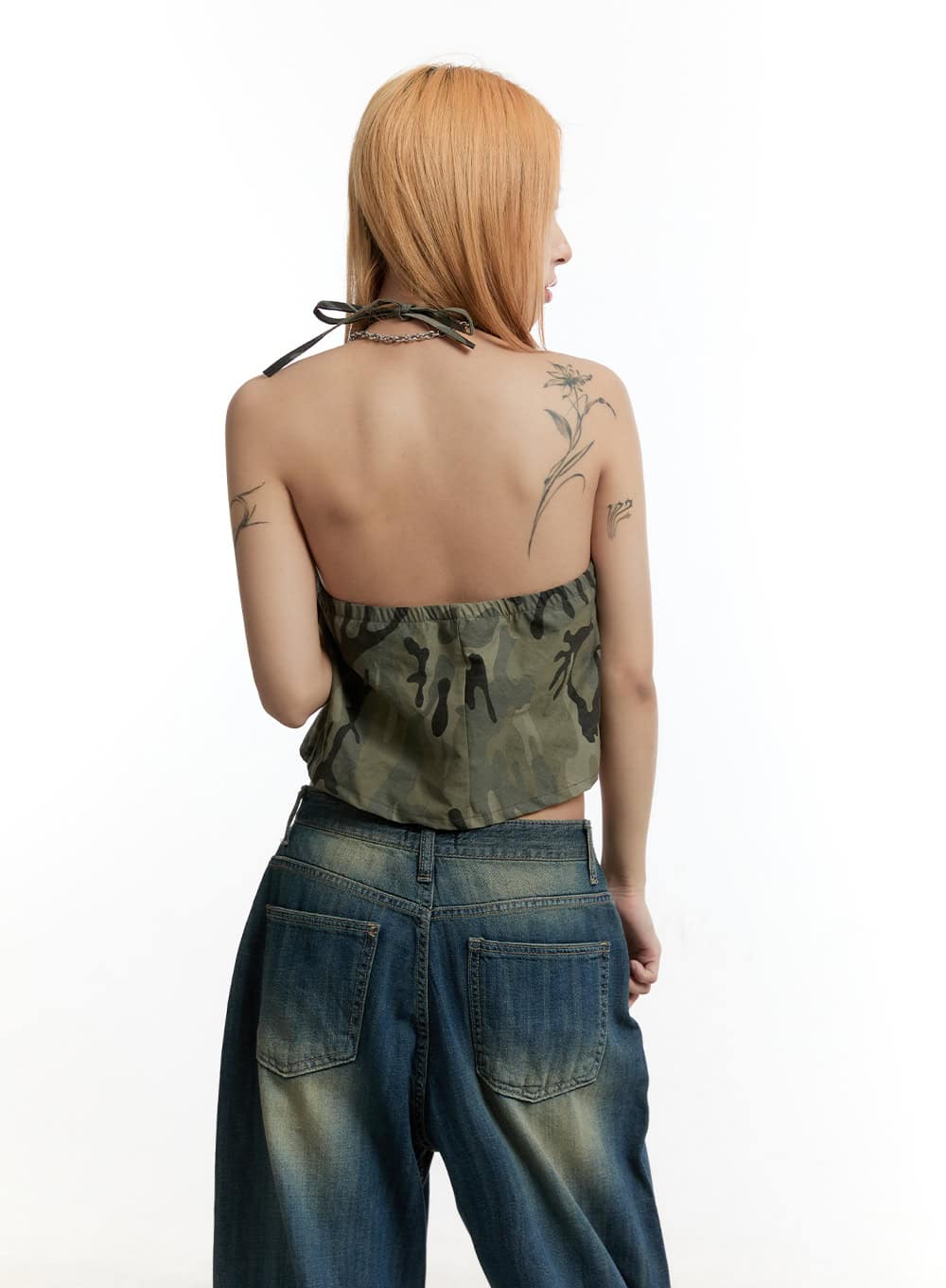 Camo Ribbon Halter Crop Cami Top CY501 - Image 6