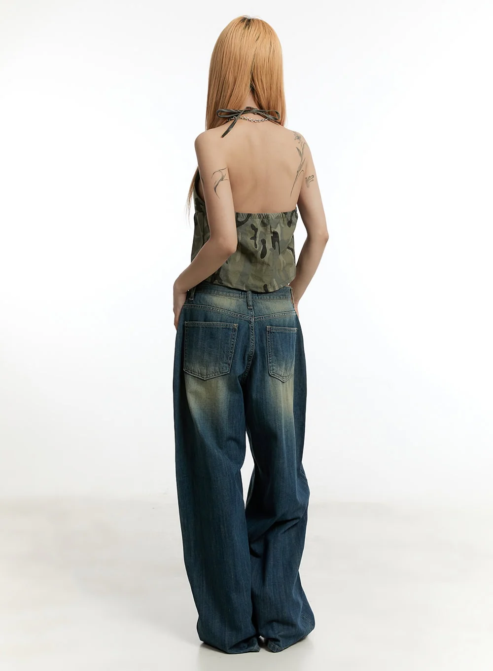 Camo Ribbon Halter Crop Cami Top CY501 - Image 7