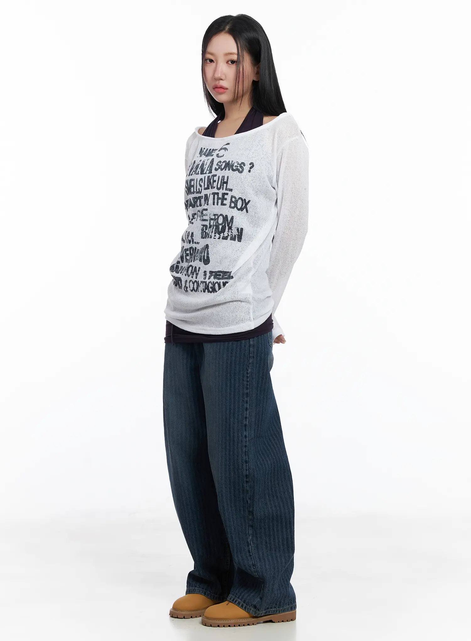 Camryn Striped Baggy Jeans CJ514 - Image 5