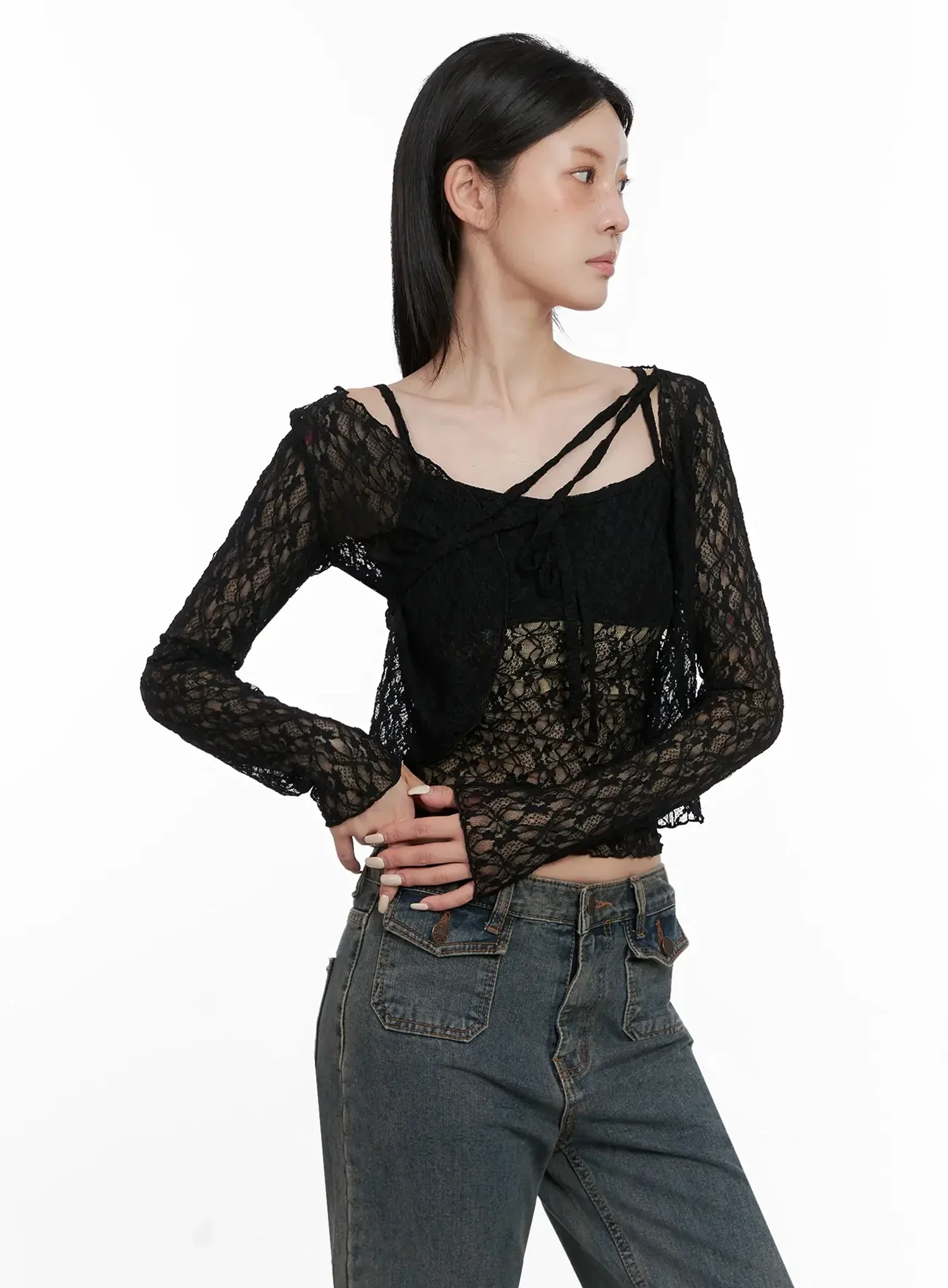 Cardigan with Lace Straps IS508 - Image 7