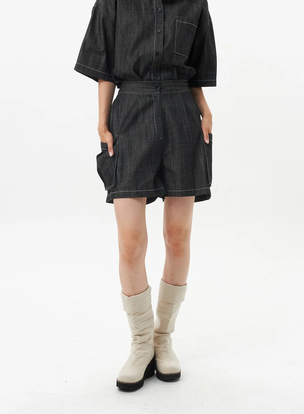 Cargo Denim Shorts OU326