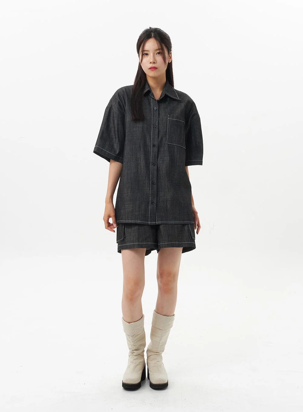 Cargo Denim Shorts OU326 - Image 2