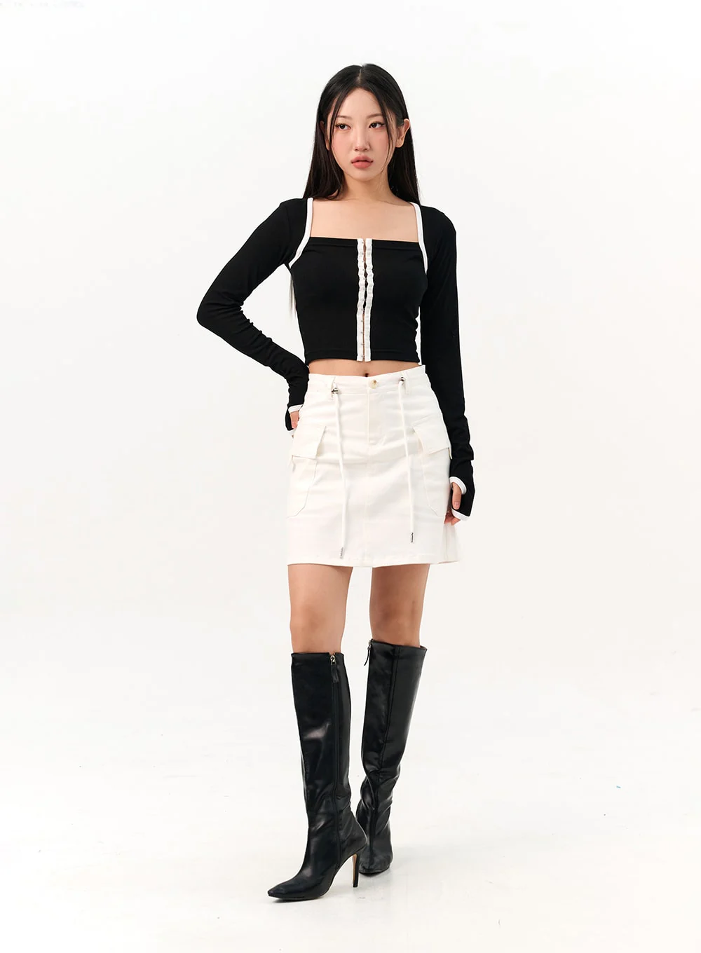 Cargo Mini Skirt with Waist Tie IO317 - Image 5