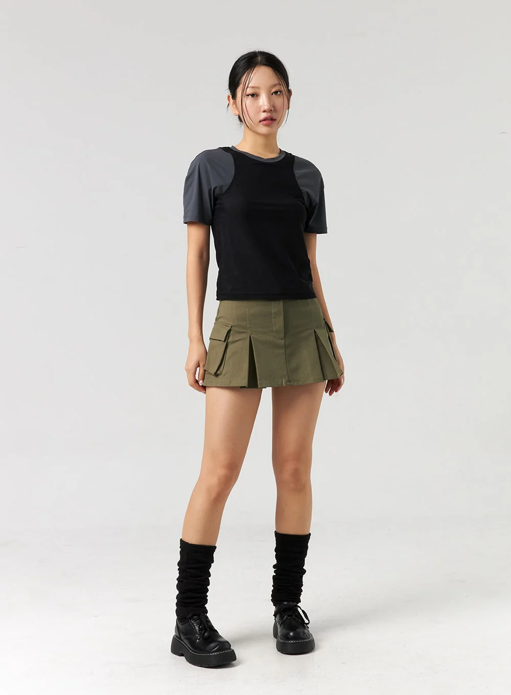 Cargo Pleated Mini Skirt CL326 - Image 3