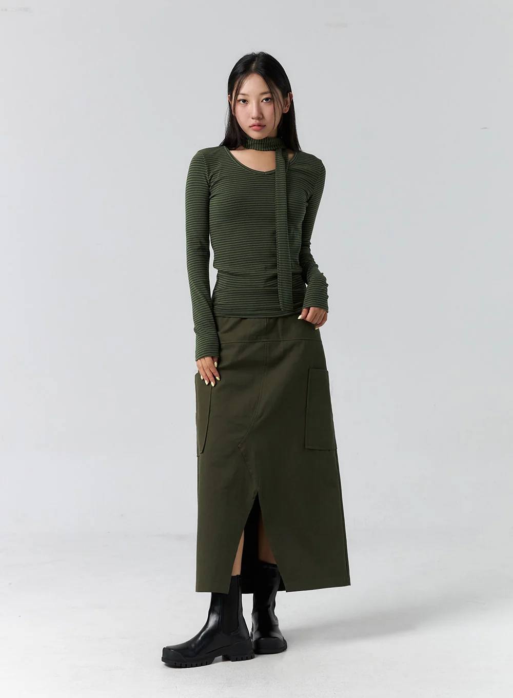 Cargo Slit Maxi Skirt CS305 - Image 11