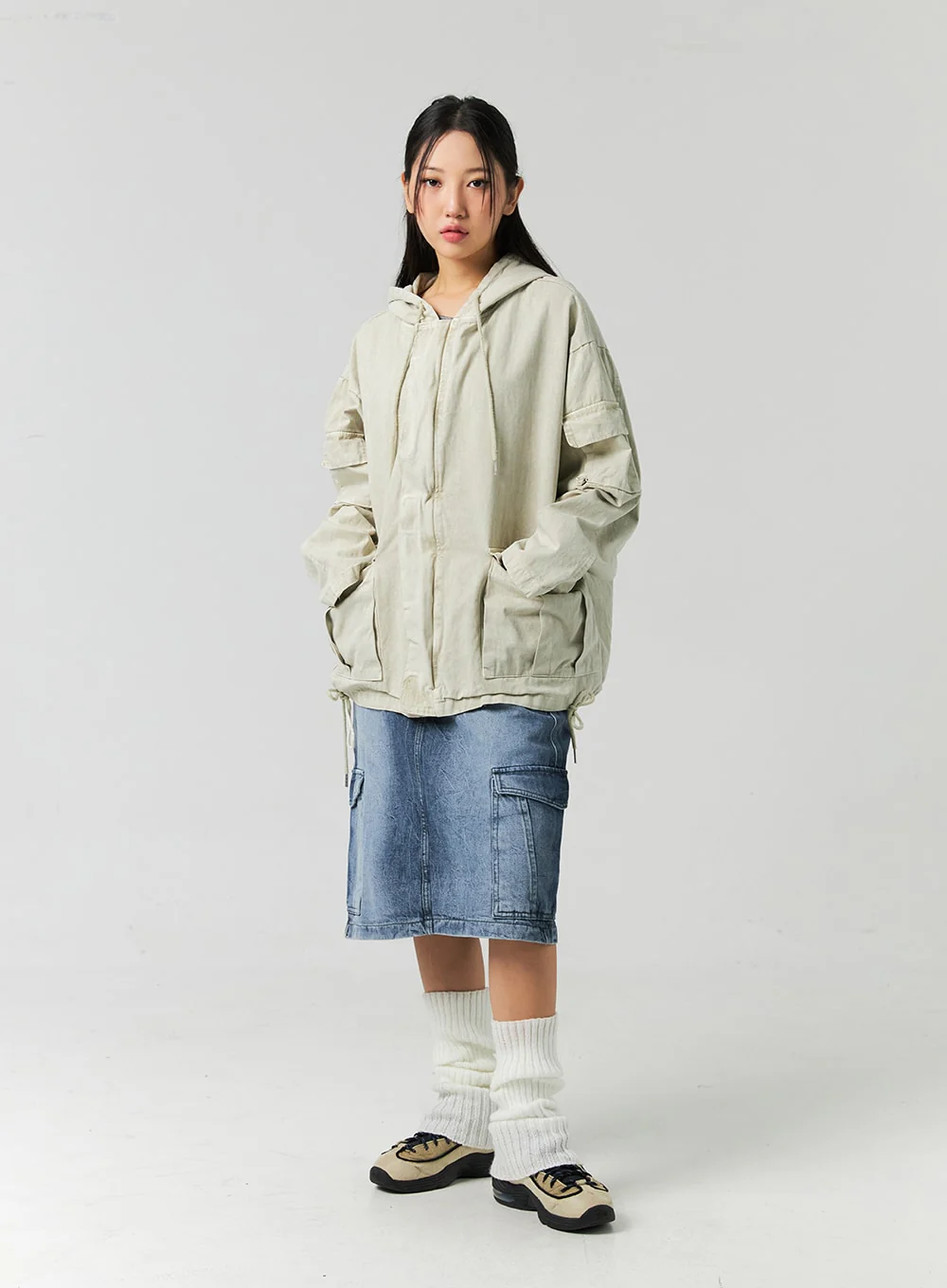 Cargo Washed Denim Midi Skirt CO323 - Image 4