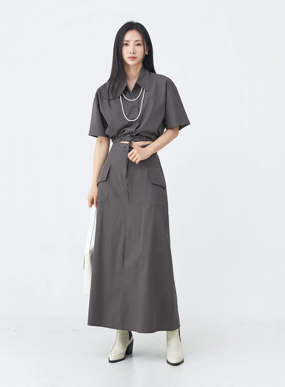 Cargo Wide Fit Long Skirt with Pocket UU1407 - Image 2