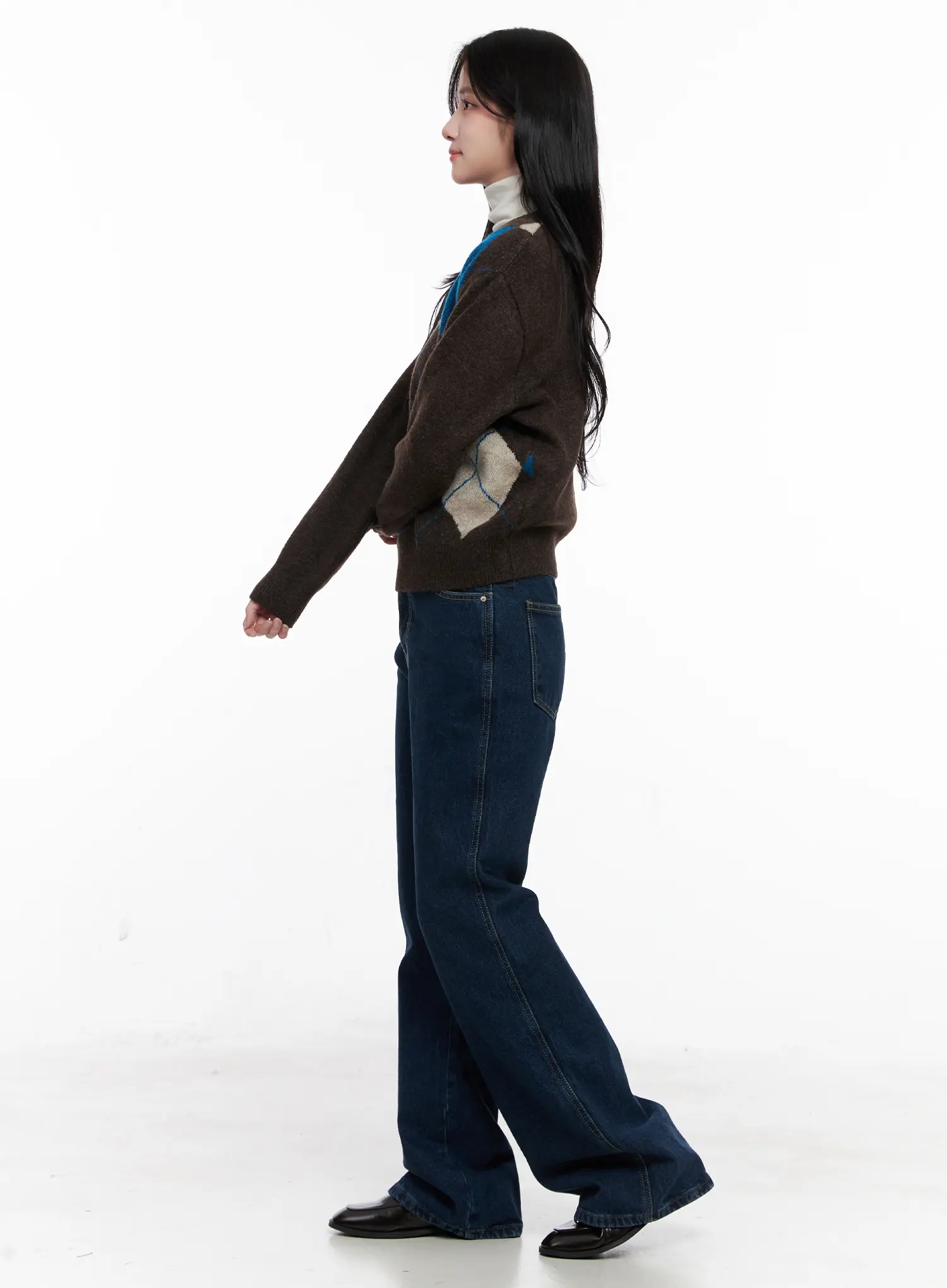 Casual Argyle Long Sleeve Knit CO522 - Image 3