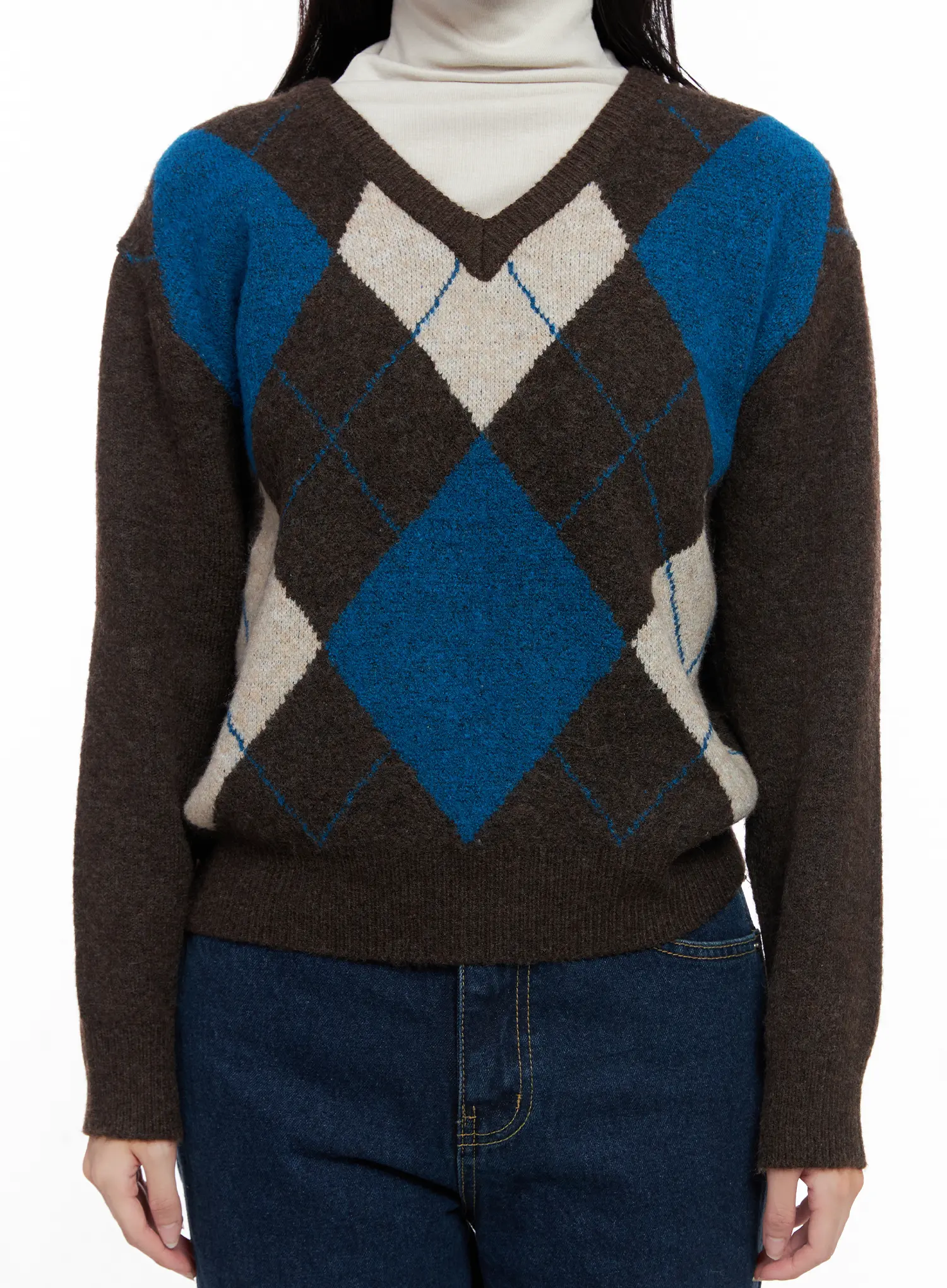 Casual Argyle Long Sleeve Knit CO522 - Image 7