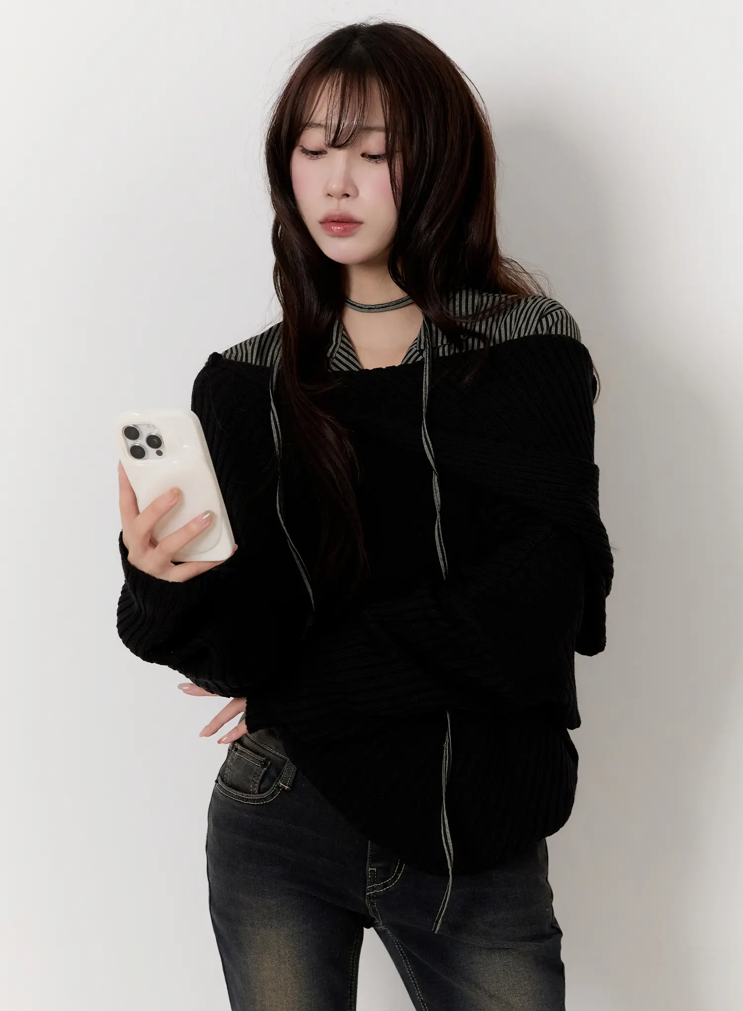 Casual Asymmetrical Knit Hoodie CN524