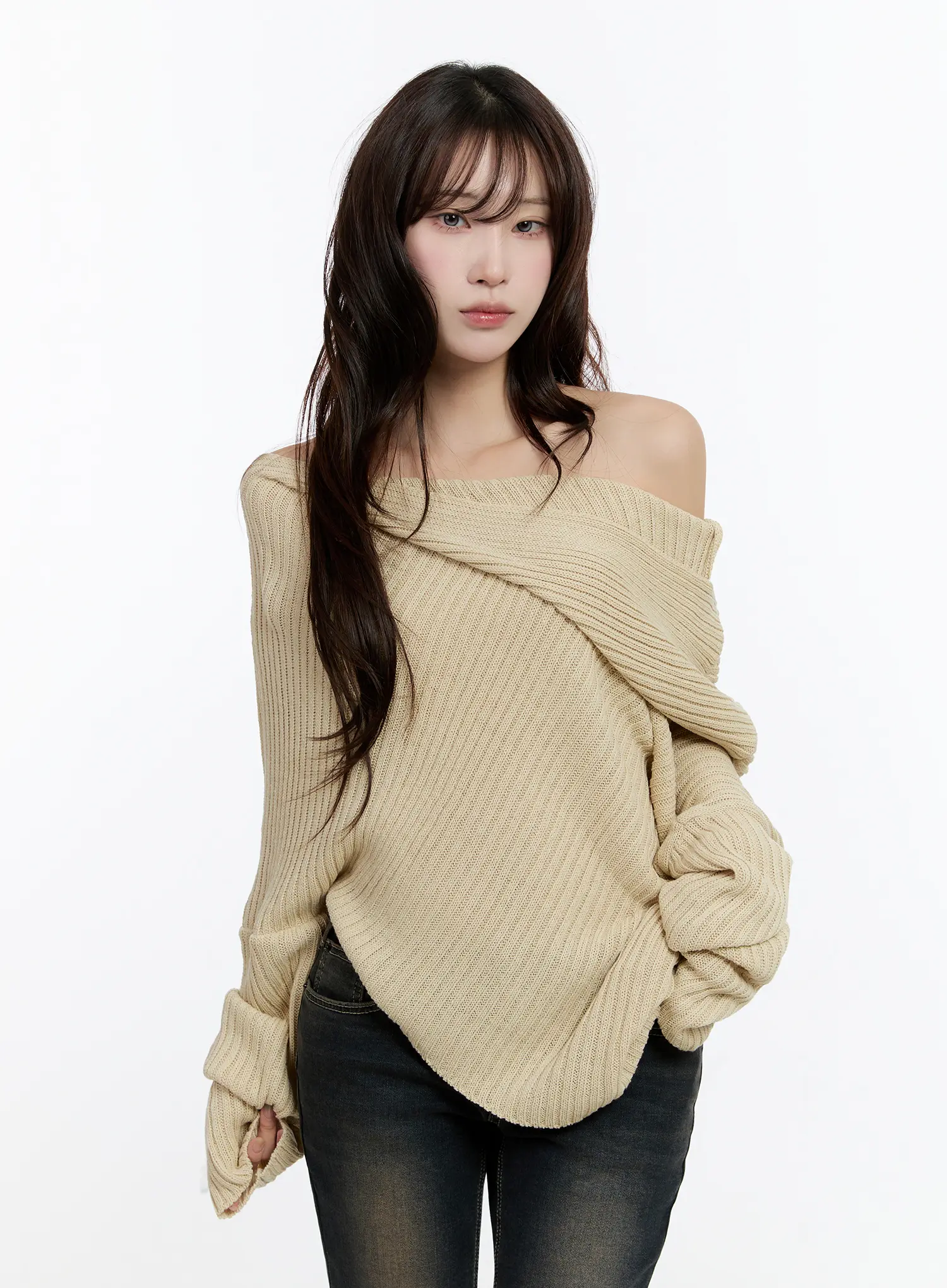 Casual Asymmetrical Knit Hoodie CN524 - Image 10