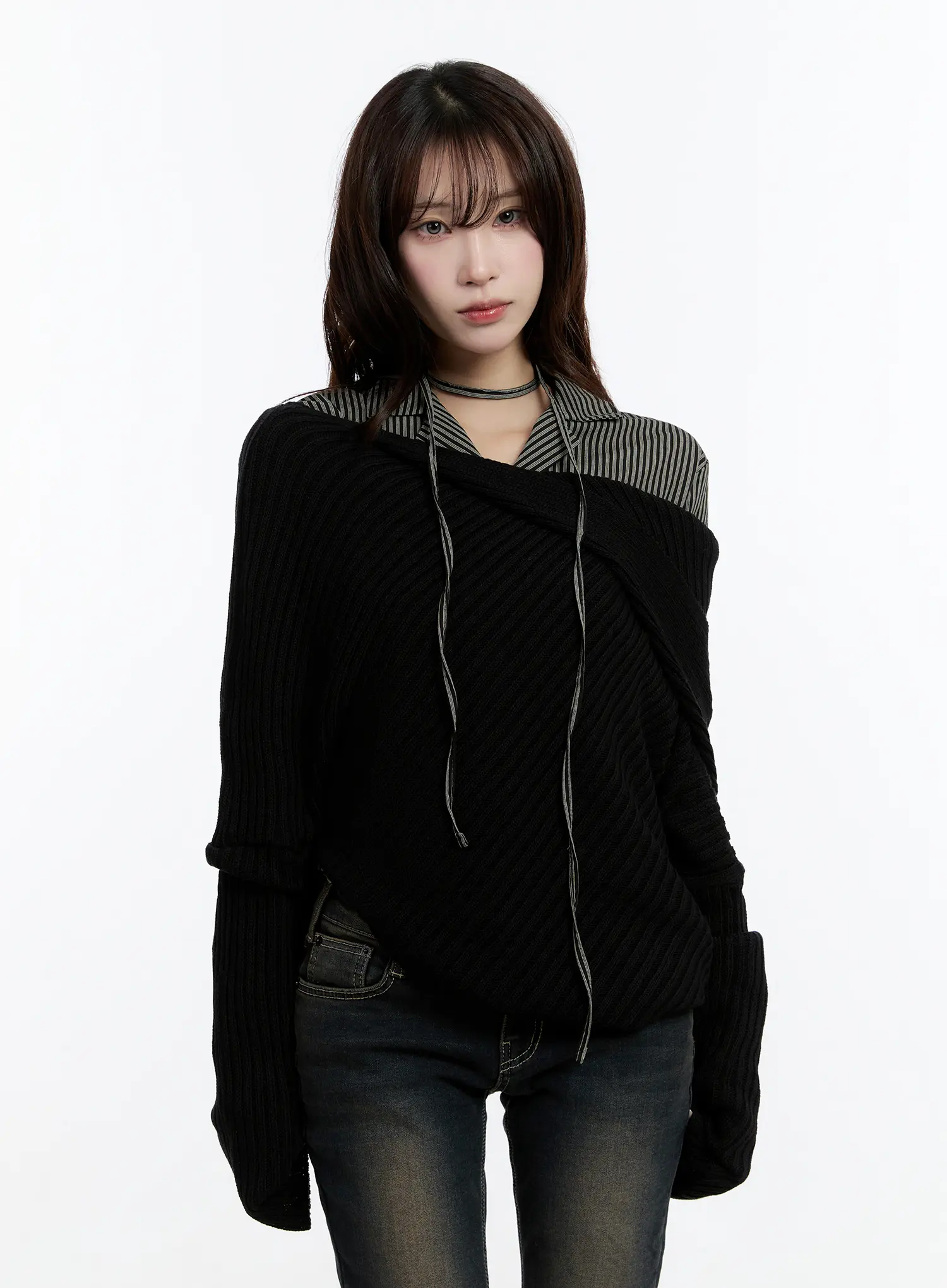 Casual Asymmetrical Knit Hoodie CN524 - Image 5