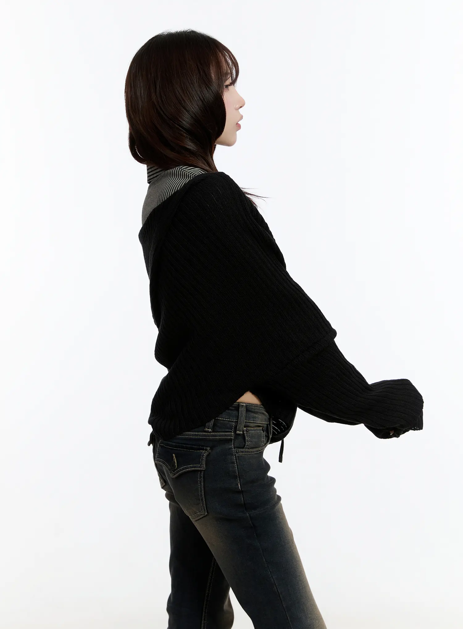 Casual Asymmetrical Knit Hoodie CN524 - Image 6