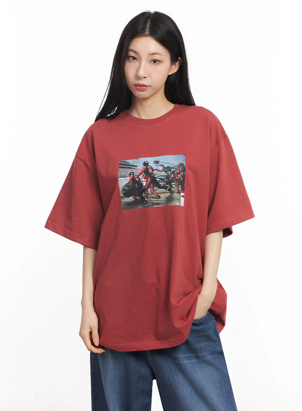 Casual Cotton Graphic Oversize T-Shirt IY529 - Image 2