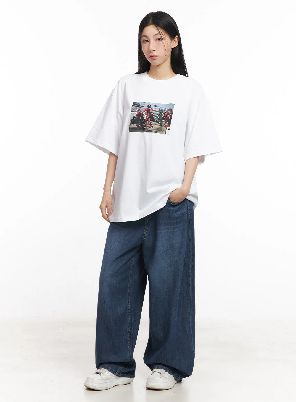 Casual Cotton Graphic Oversize T-Shirt IY529 - Image 3