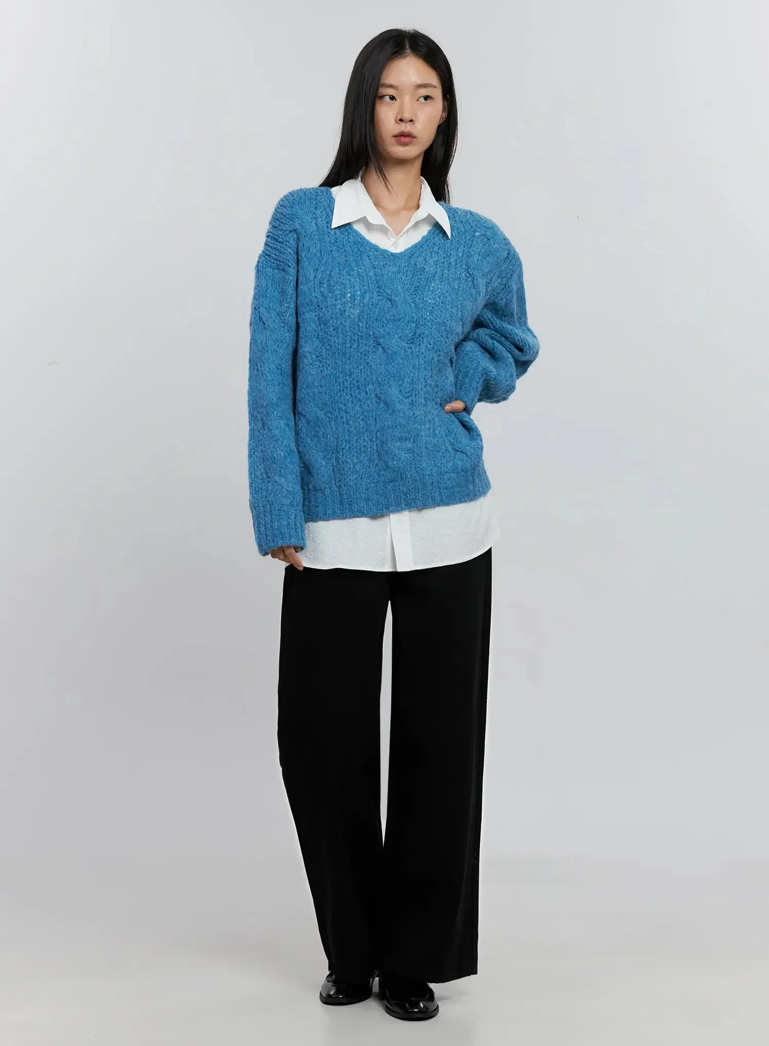 Casual Cotton Wide-Leg Trousers IS516 - Image 3