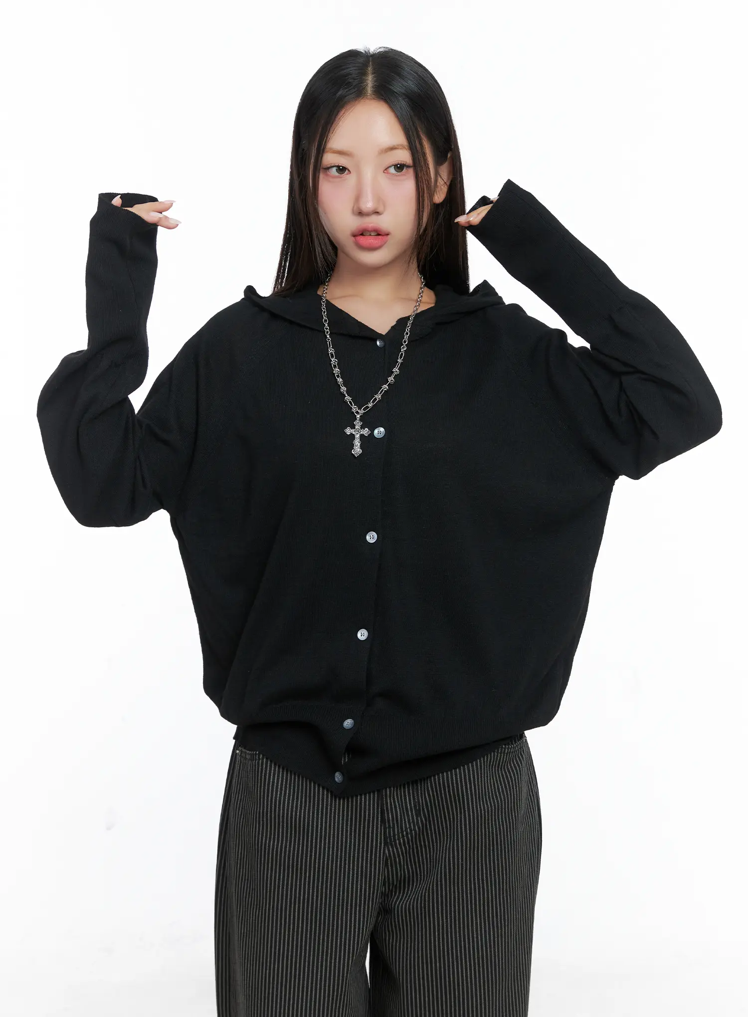 Casual Hooded Knit Cardigan CS503 - Image 2