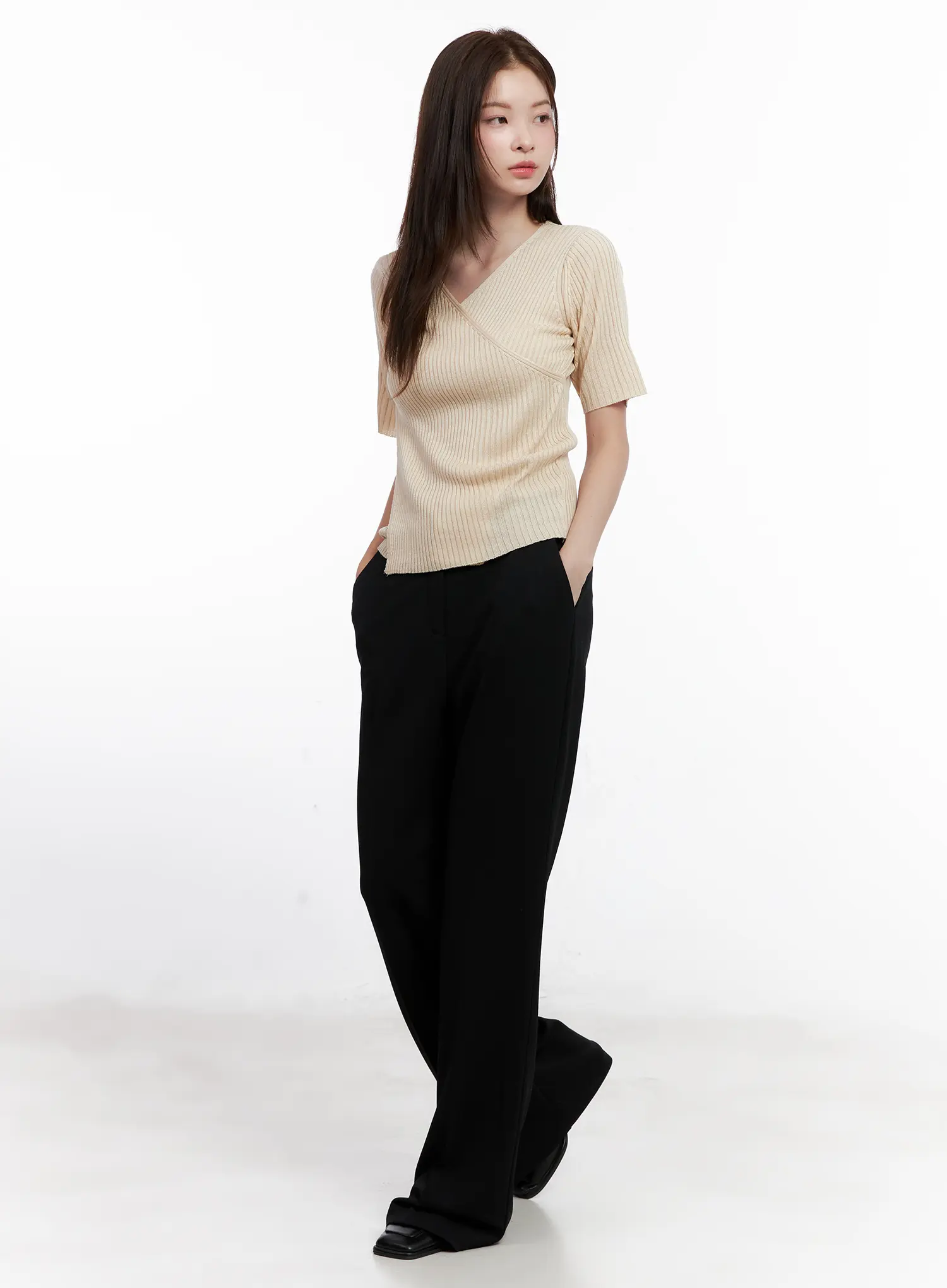 Casual Knit V-Neck Tee CL523 - Image 7