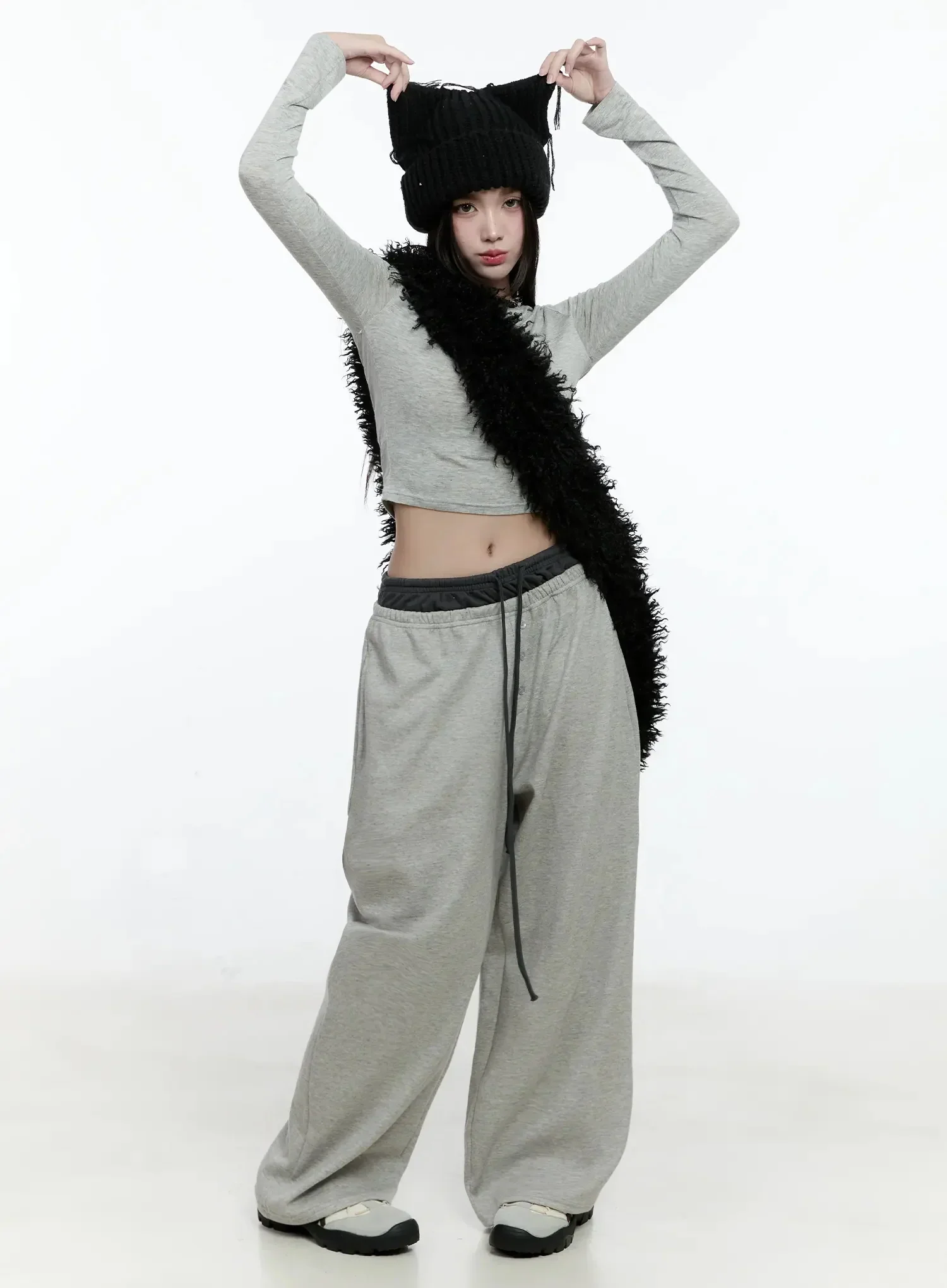 Casual Long Sleeve Crop Tee IO527