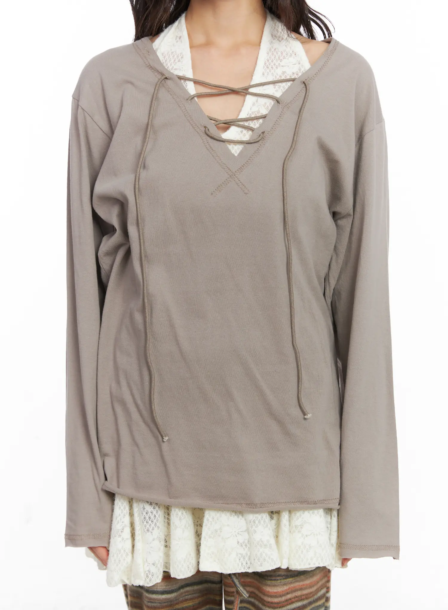 Casual Loose Fit Eyelet Tee CD531 - Image 4