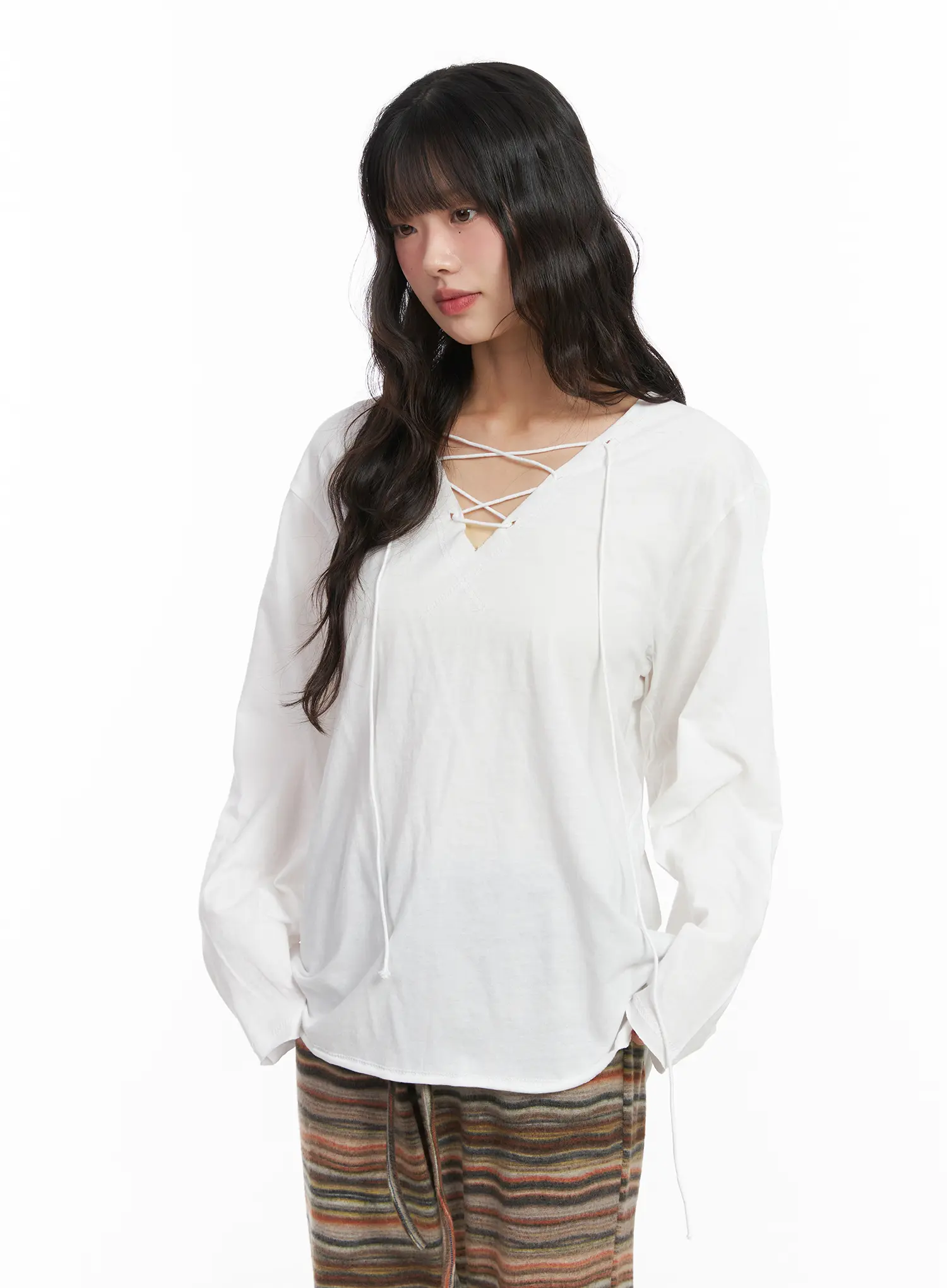 Casual Loose Fit Eyelet Tee CD531 - Image 9