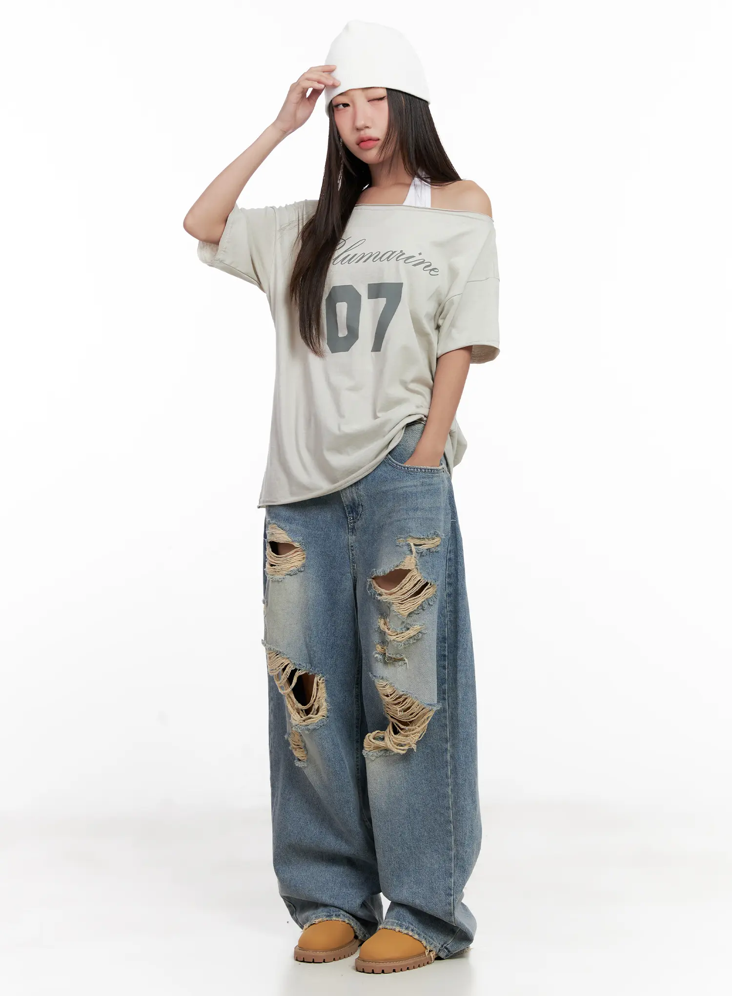 Casual Off-Shoulder Graphic Tee CL518 - Image 4