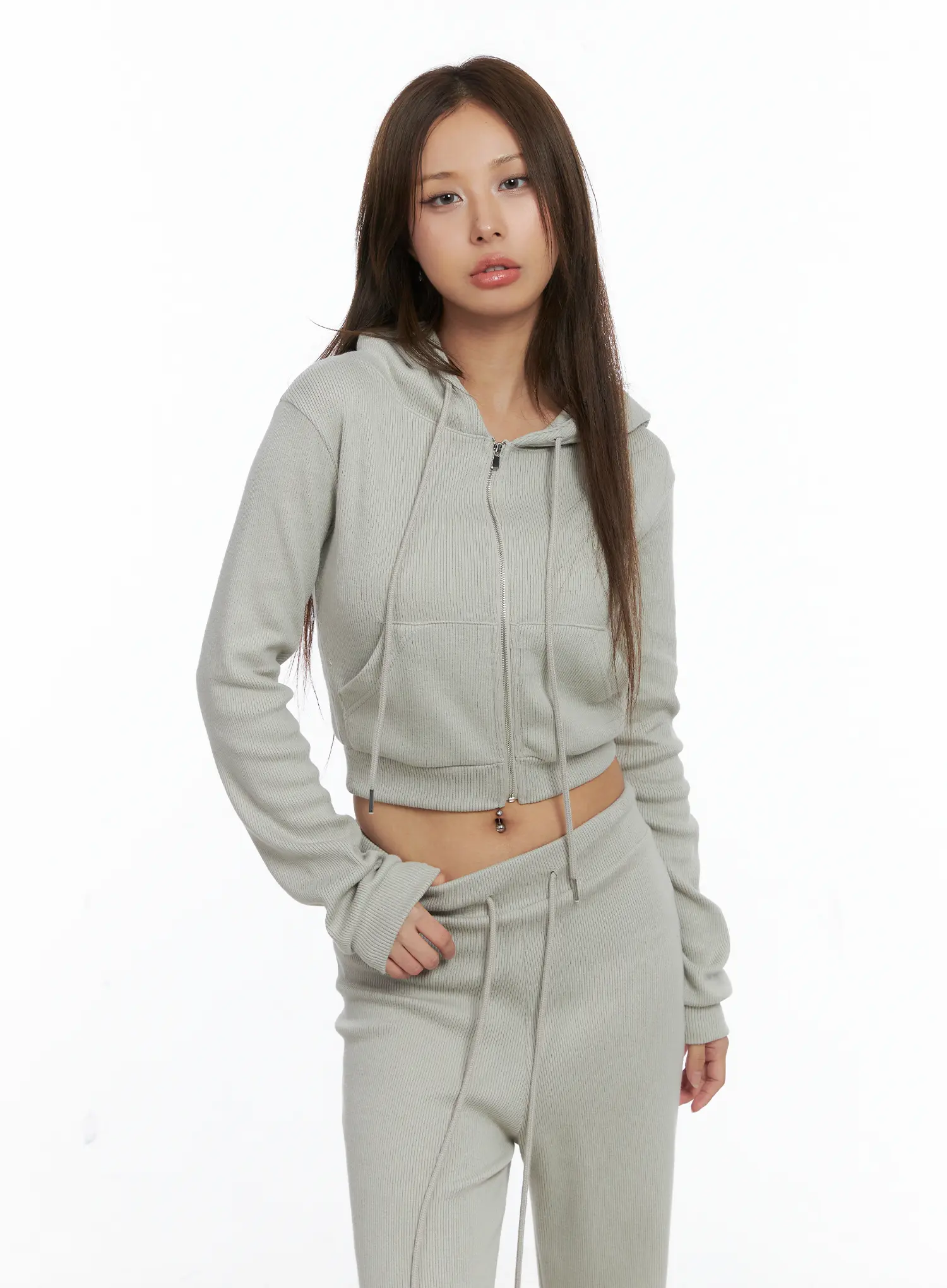 Casual Ribbed Crop Hoodie CS504 - Image 7