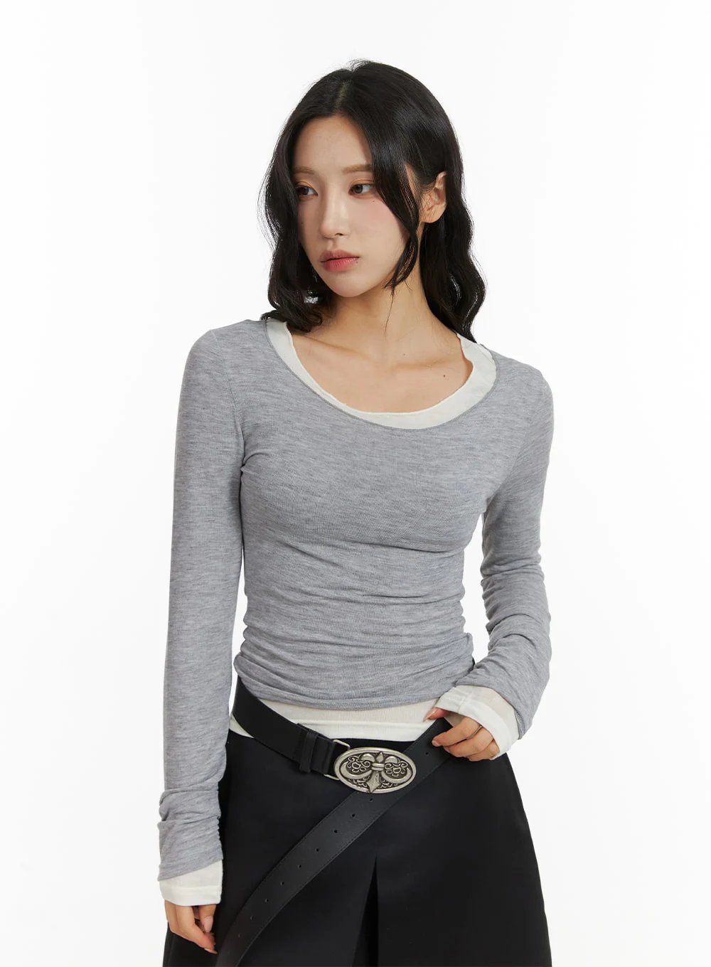Casual U-Neck Long Sleeve Top CJ417 - Image 4
