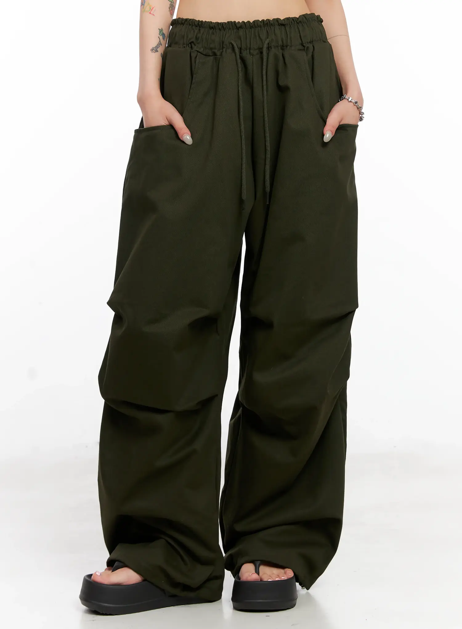 Casual Wide-Leg Pintuck Cotton Pants CL525