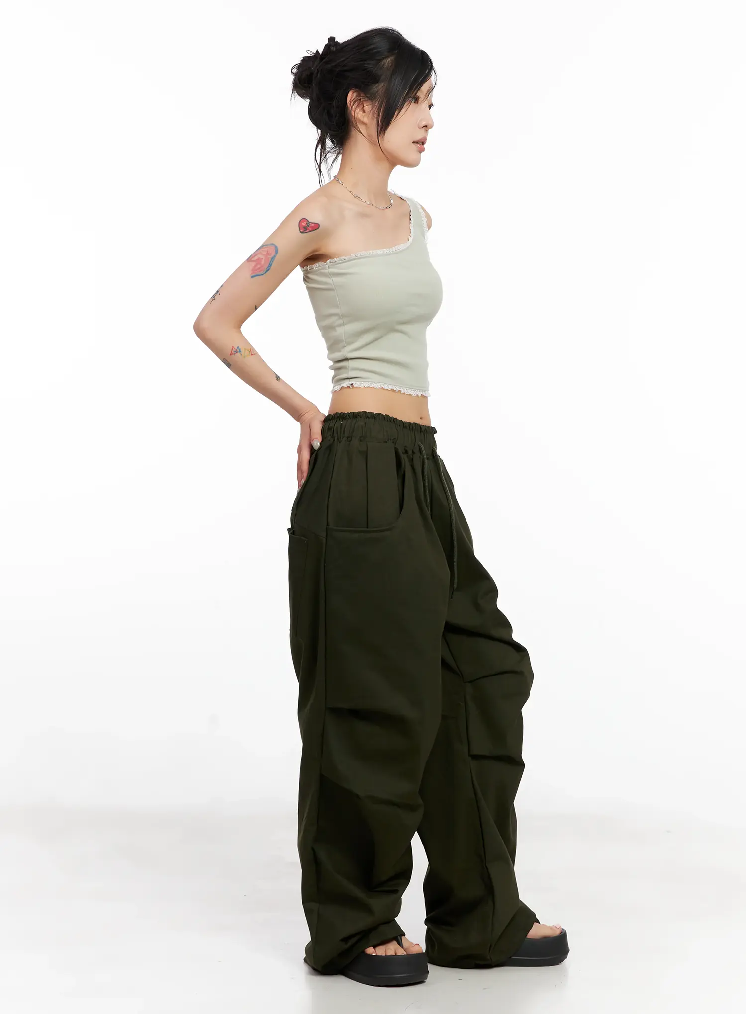 Casual Wide-Leg Pintuck Cotton Pants CL525 - Image 6