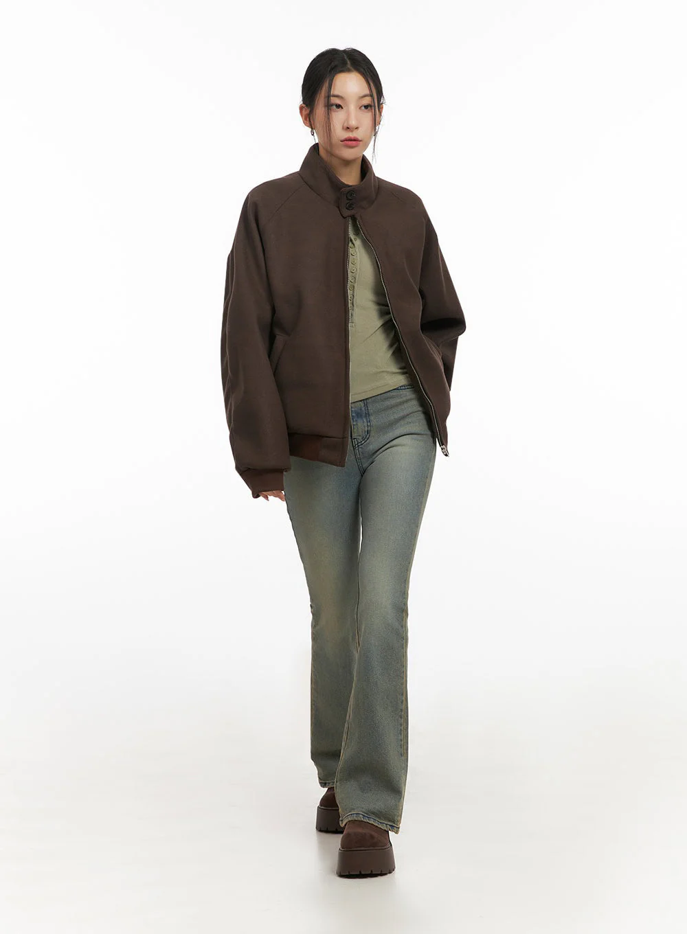 Cathy Washed Slim-Fit Flared Jeans IJ503 - Image 3