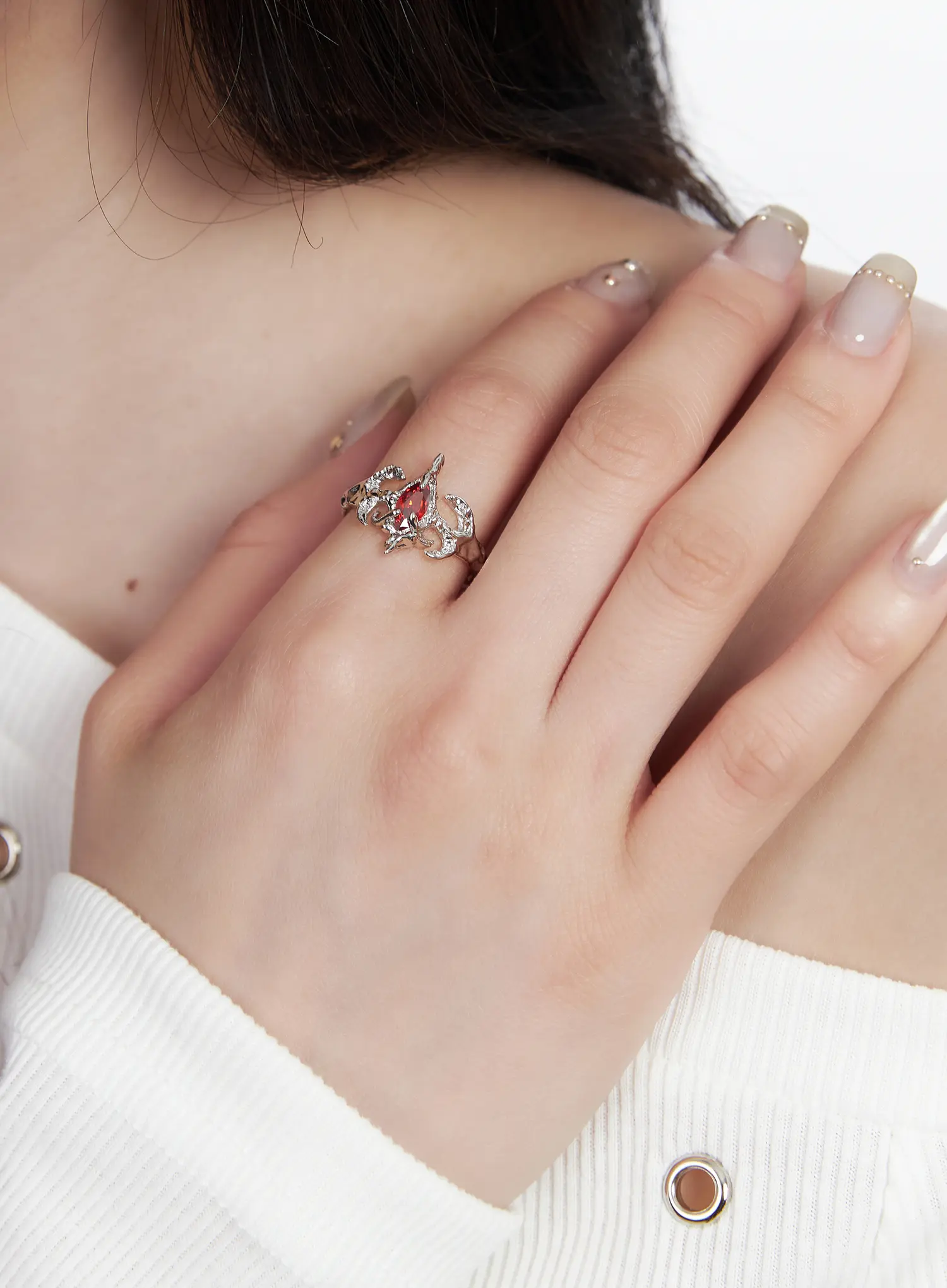 Centered Red Cubic Ring CF525