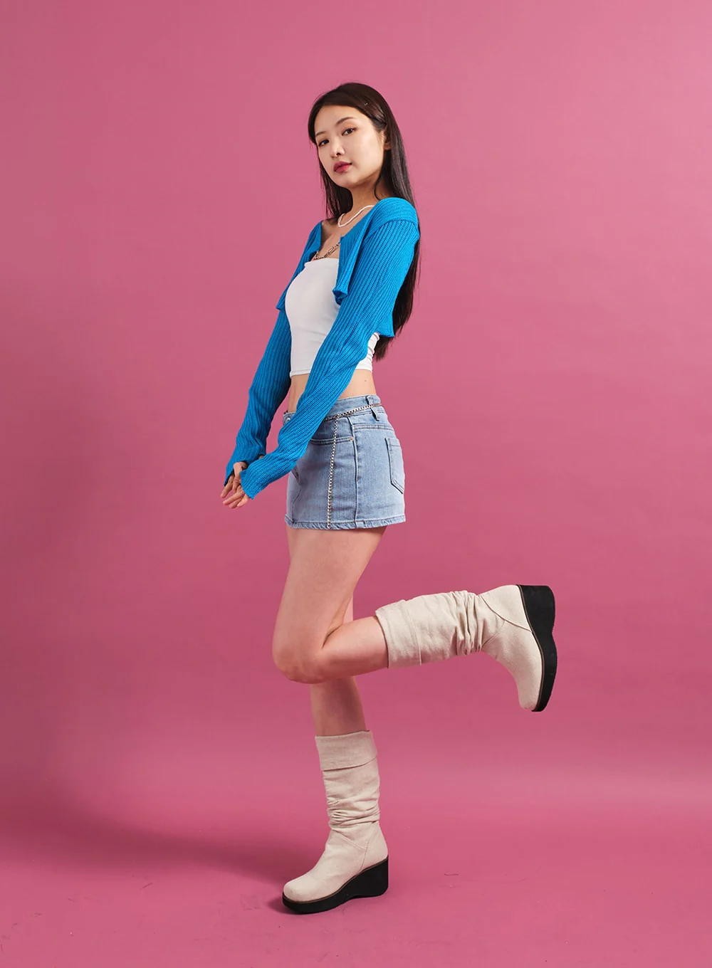 Chain Tied Crop Cardigan CM6 - Image 2