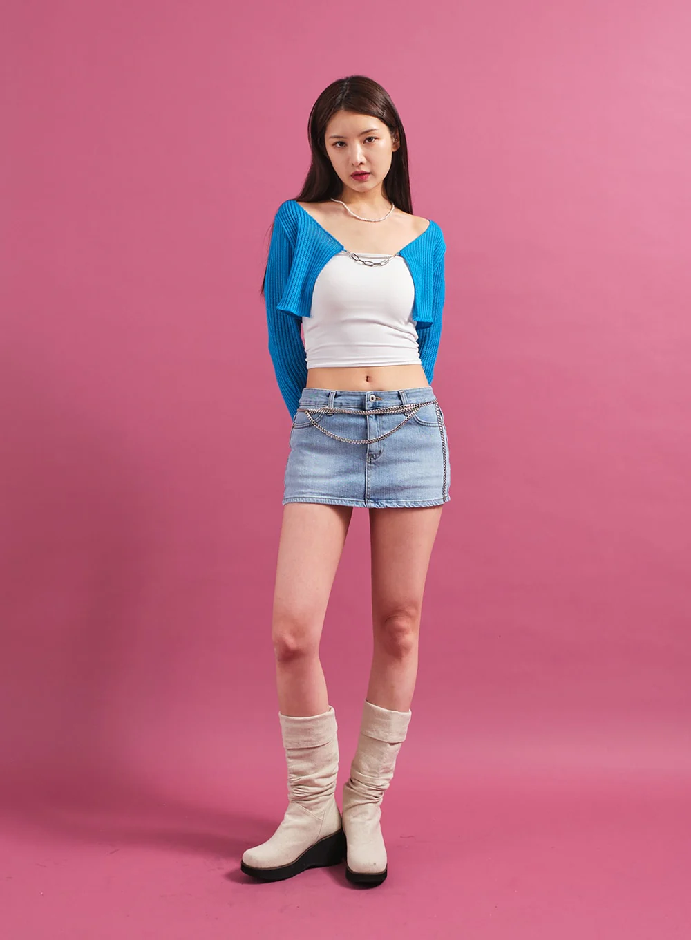 Chain Tied Crop Cardigan CM6 - Image 4