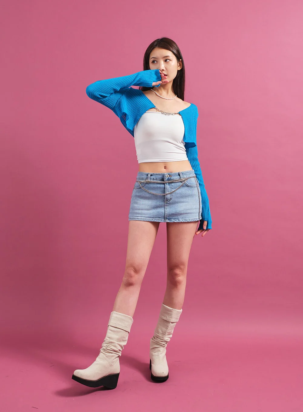 Chain Tied Crop Cardigan CM6 - Image 5