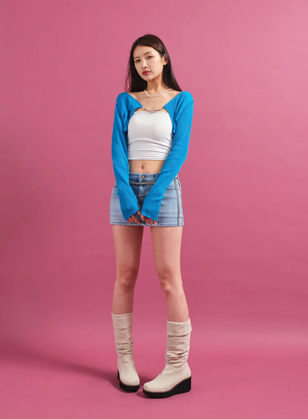 Chain Tied Crop Cardigan CM6 - Image 8
