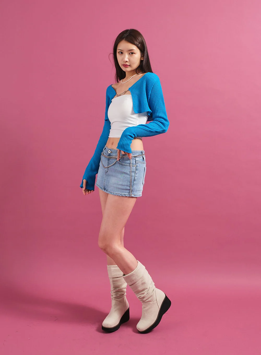 Chain Tied Crop Cardigan CM6 - Image 9
